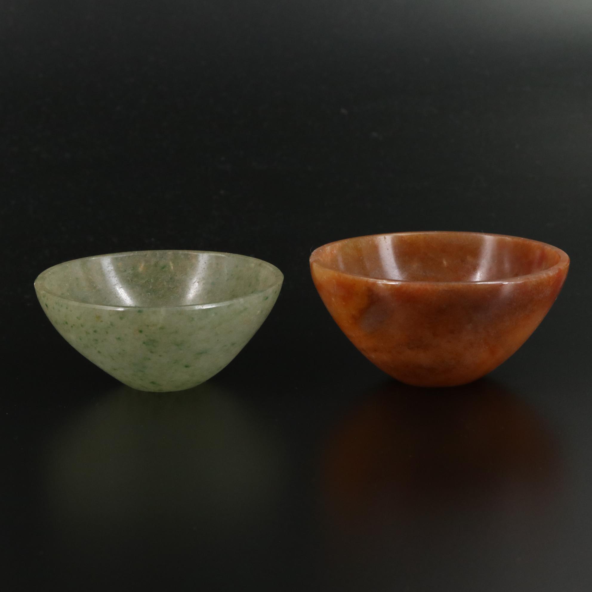 Carved Agate and Aventurine Bowls