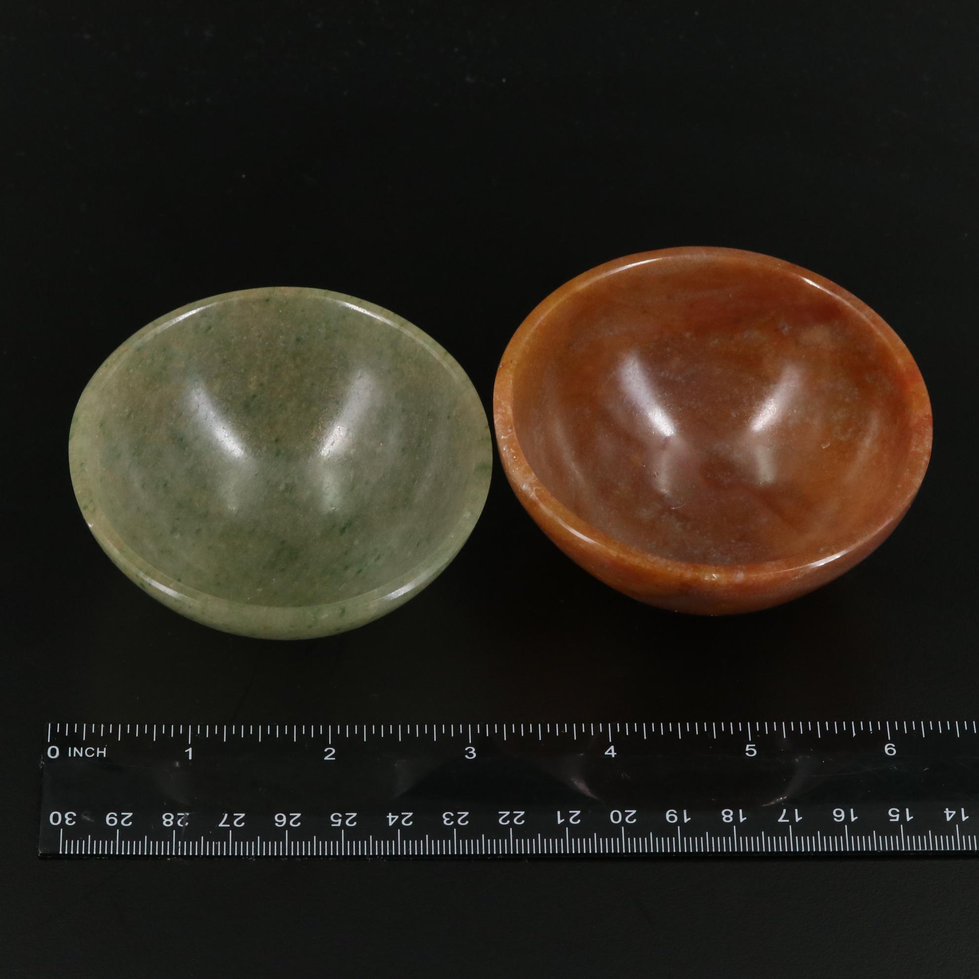 Carved Agate and Aventurine Bowls