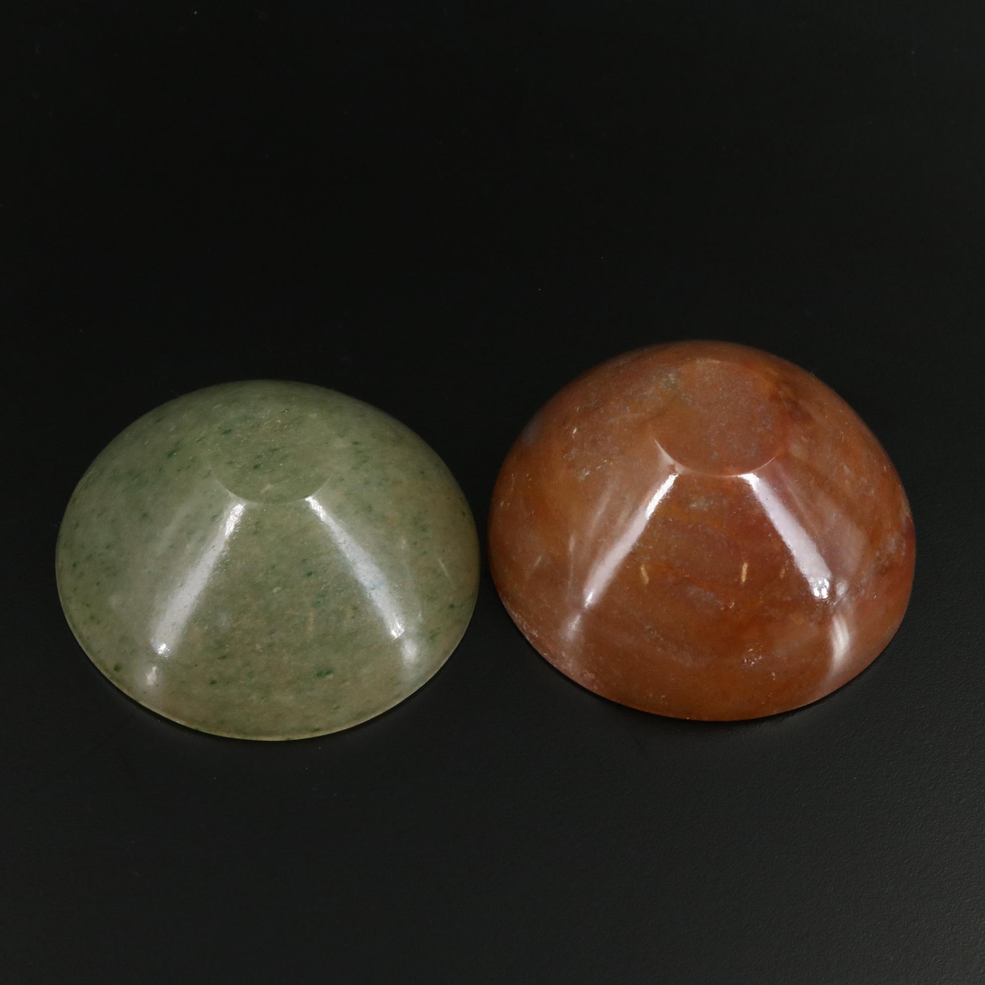 Carved Agate and Aventurine Bowls