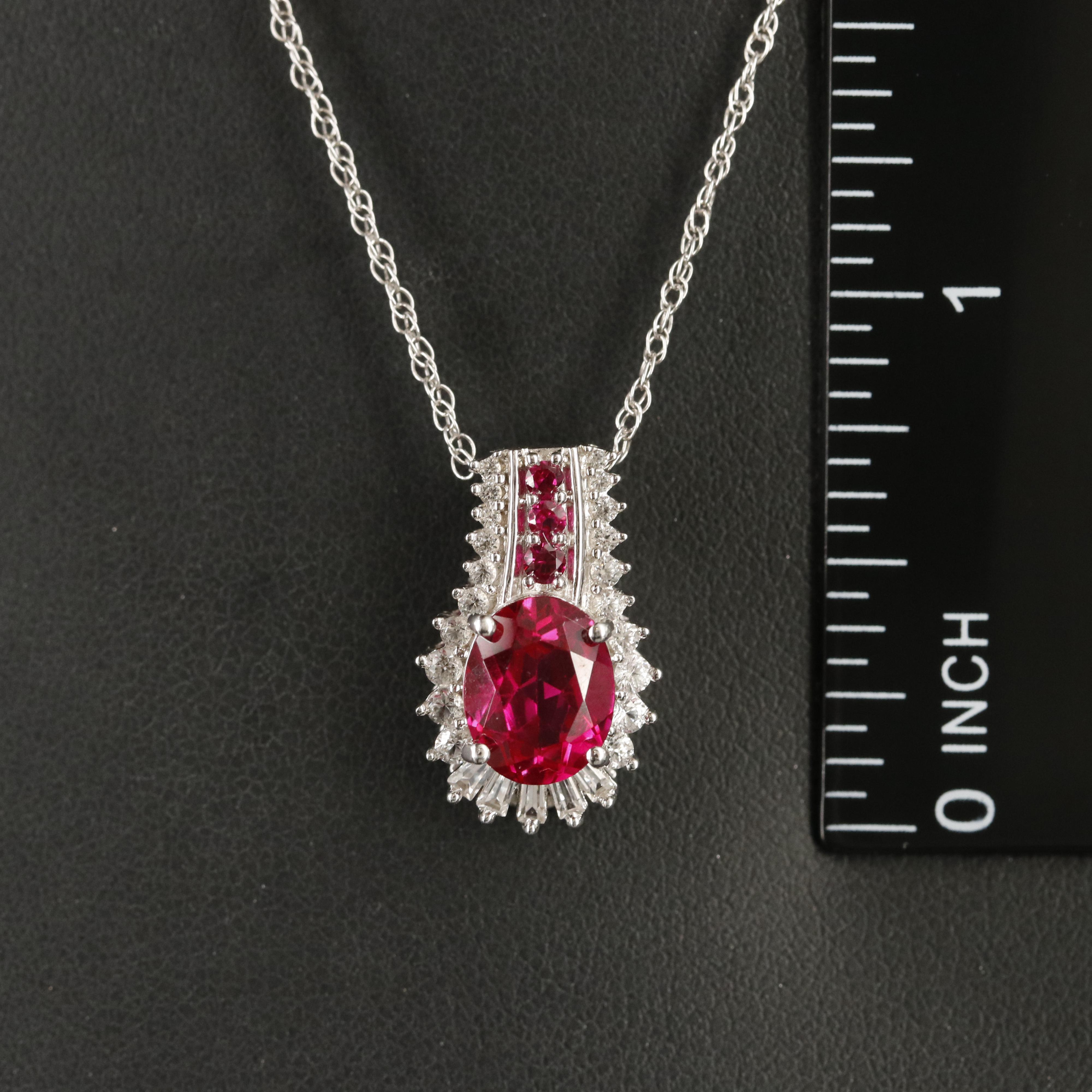Sterling Ruby and Sapphire Pendant Necklace