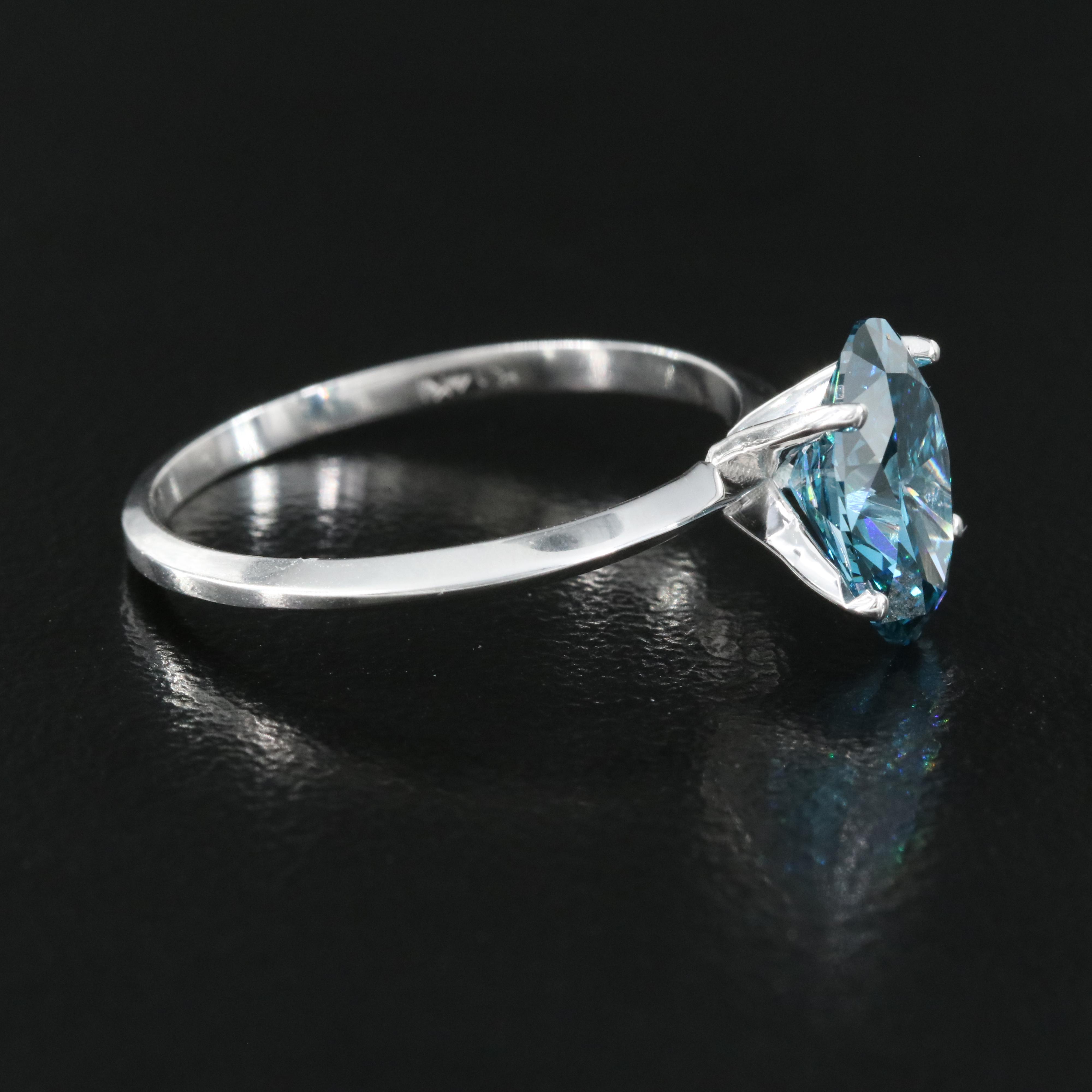 14K 2.03 CT Fancy Dark Blue Diamond Solitaire Ring