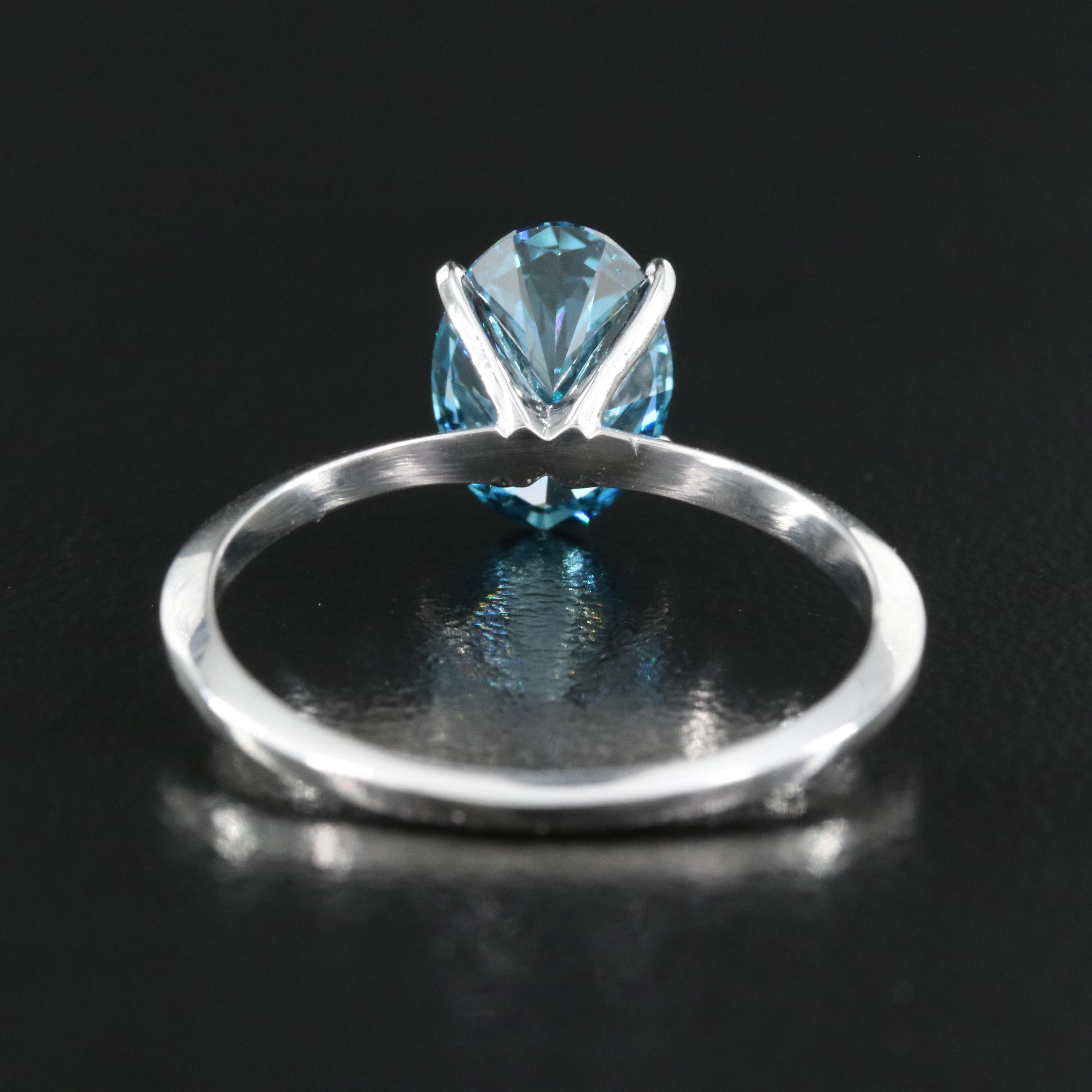 14K 2.03 CT Fancy Dark Blue Diamond Solitaire Ring