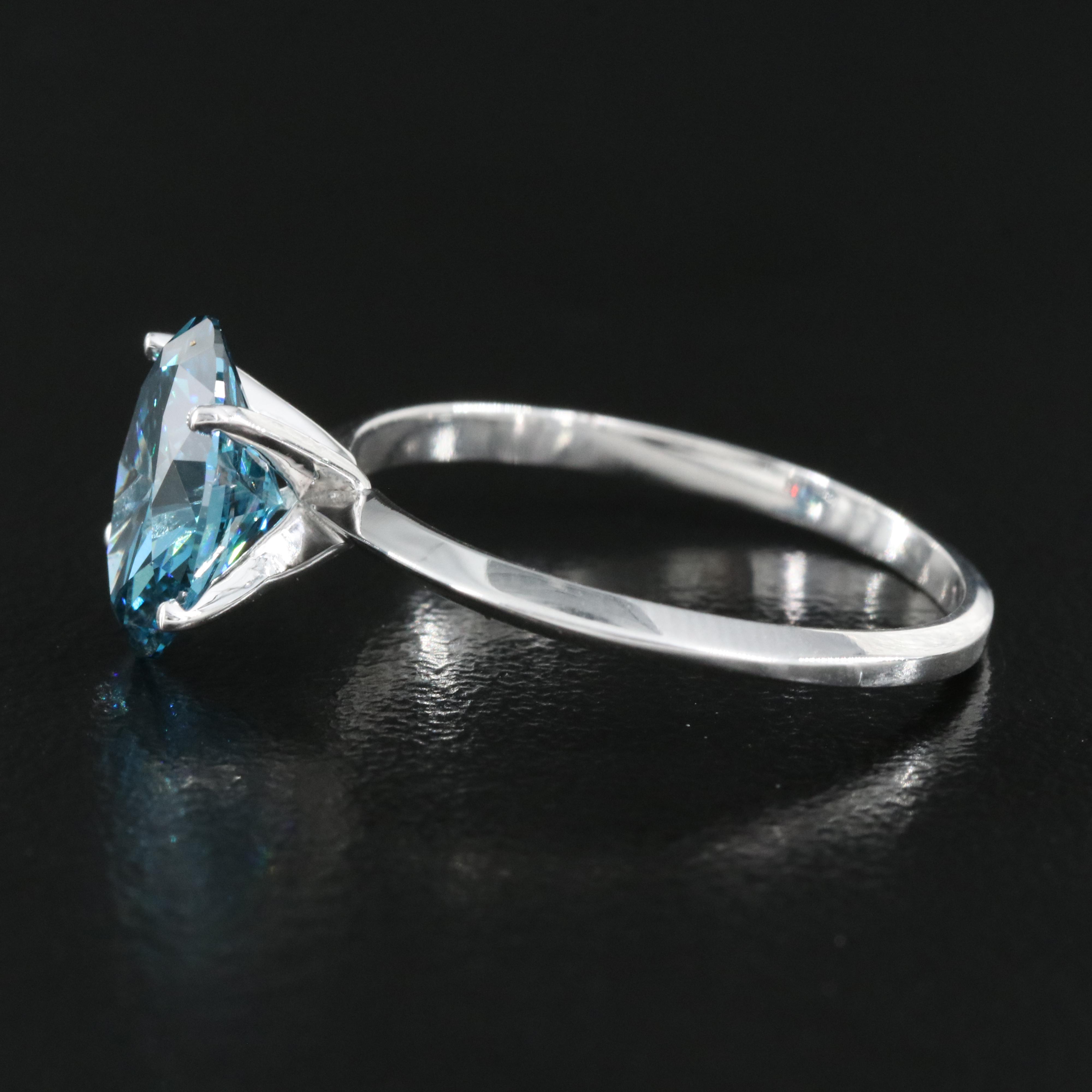 14K 2.03 CT Fancy Dark Blue Diamond Solitaire Ring