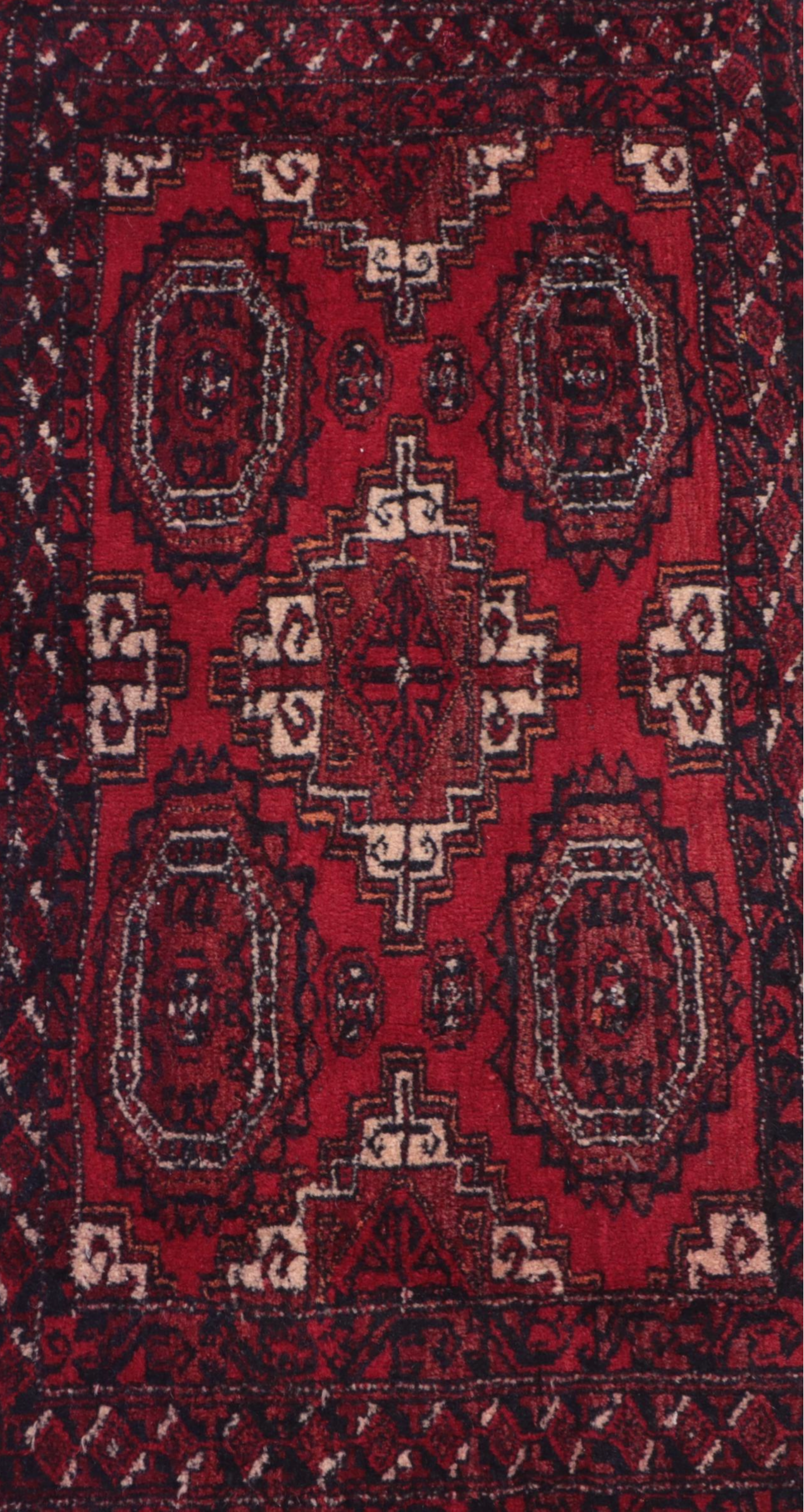 1'5 x 2'8 Hand-Knotted Afghan Baluch Bokhara Accent Rug