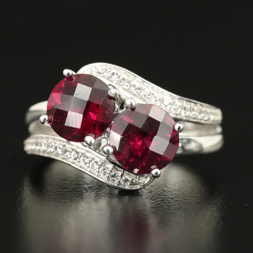 Sterling Garnet and White Sapphire Toi-et-Moi Ring