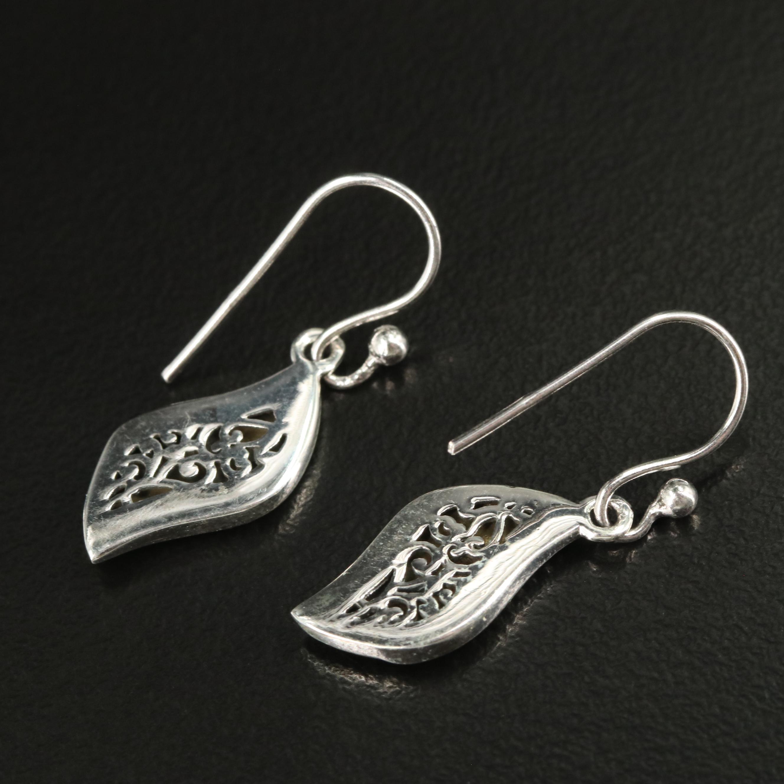 Sterling Textured Drop Earrings