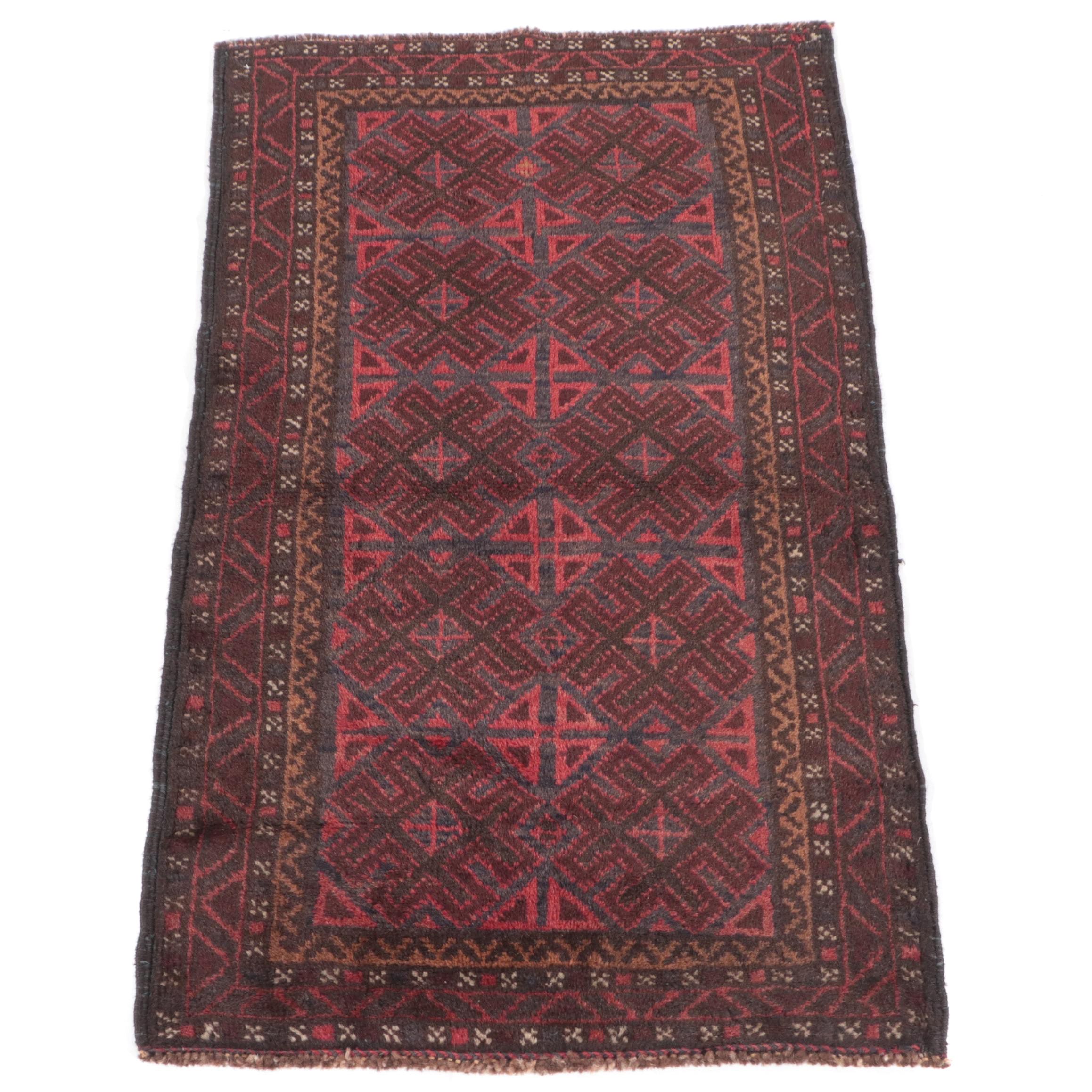 1'10 x 3'1 Hand-Knotted Afghan Baluch Accent Rug
