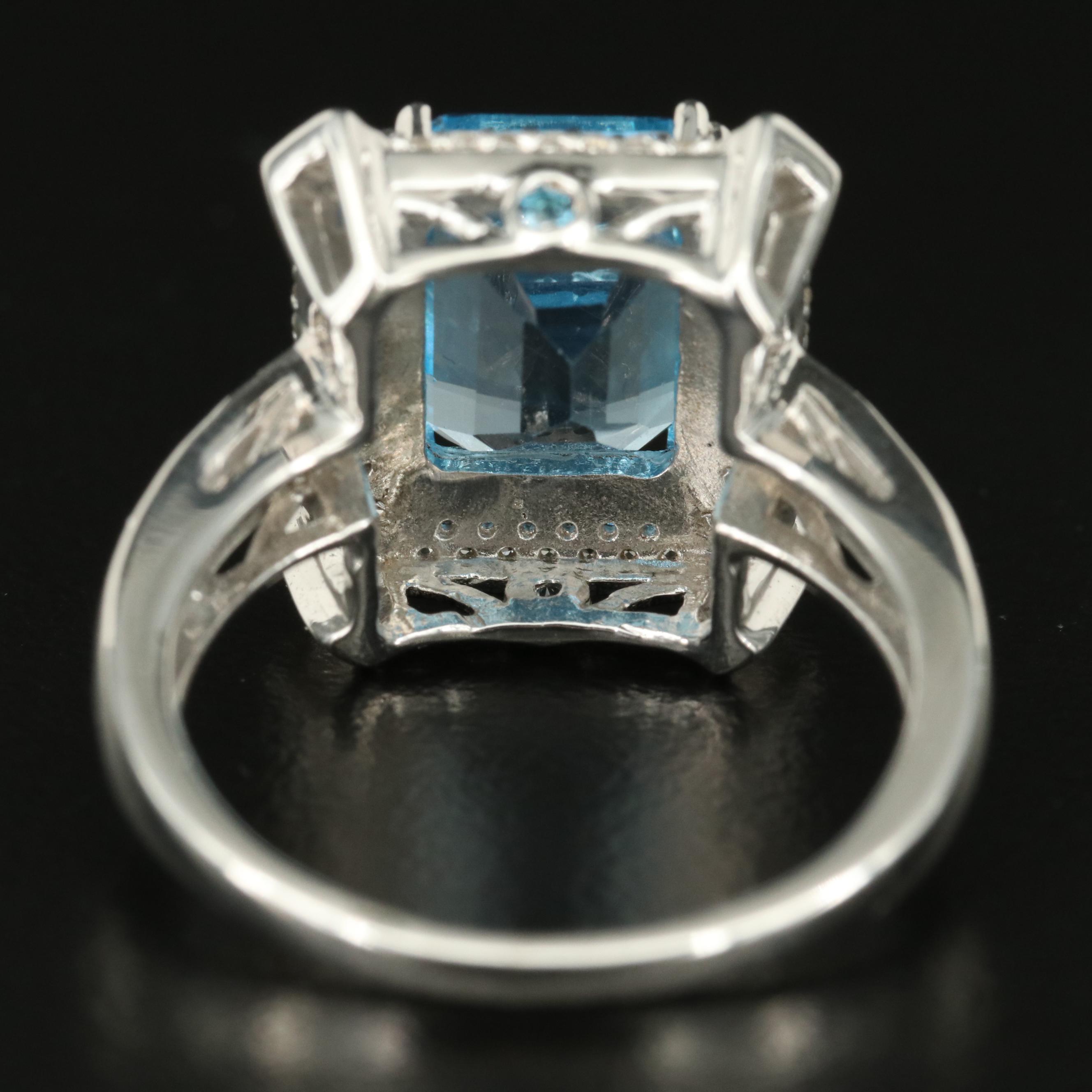 Sterling Swiss Blue Topaz and White Sapphire Ring