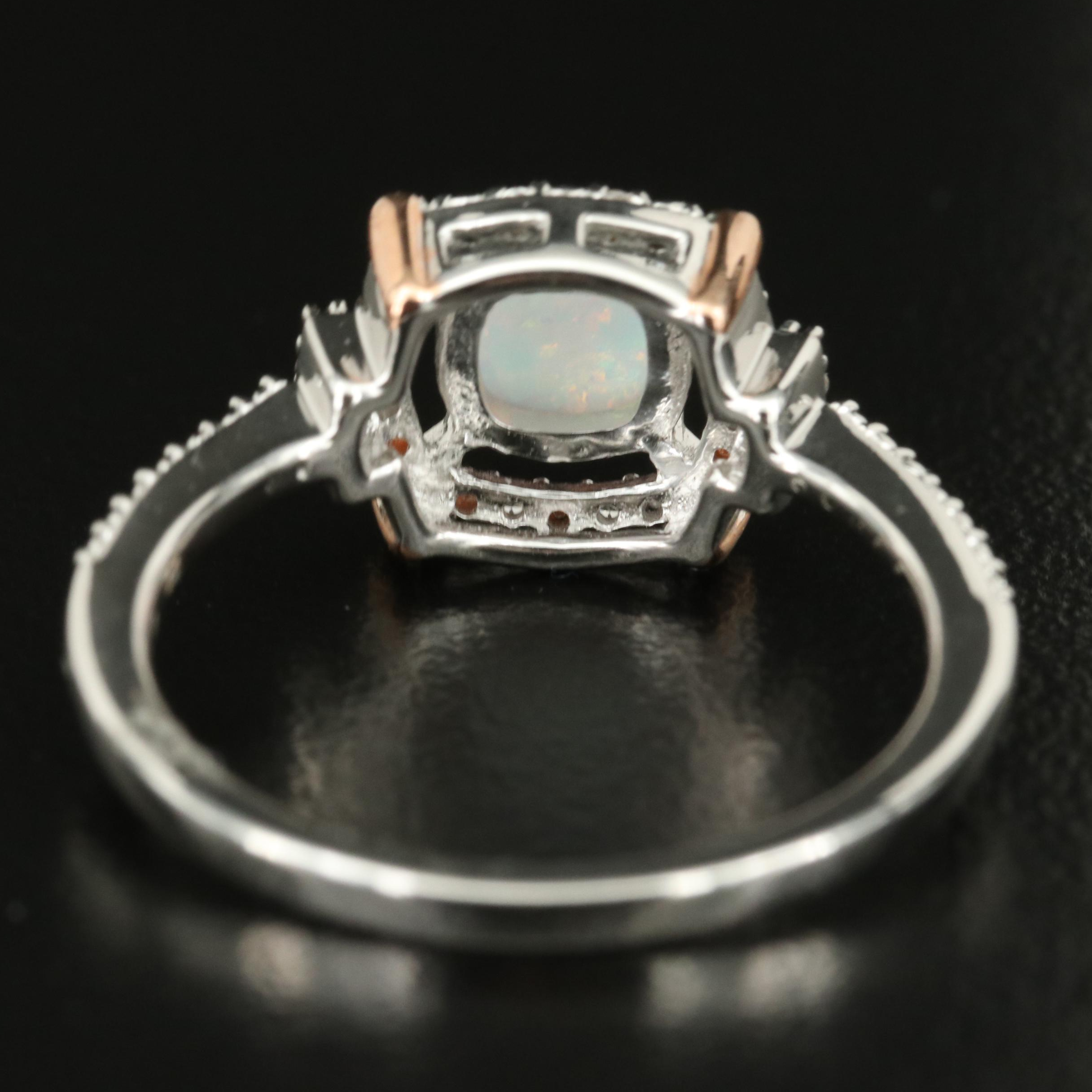 Sterling Opal and Cubic Zirconia Ring