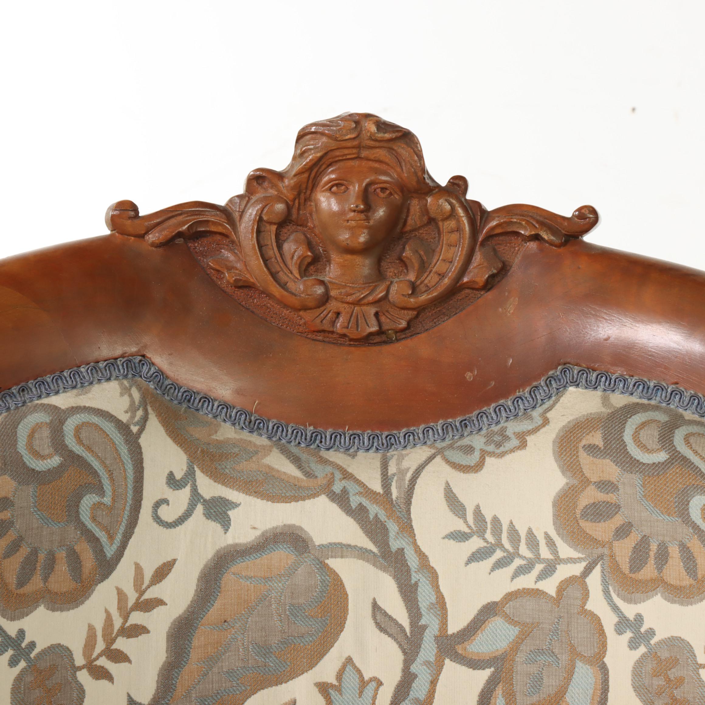 Victorian Renaissance Revival Hardwood and Upholstered Armchair, Circa 1900