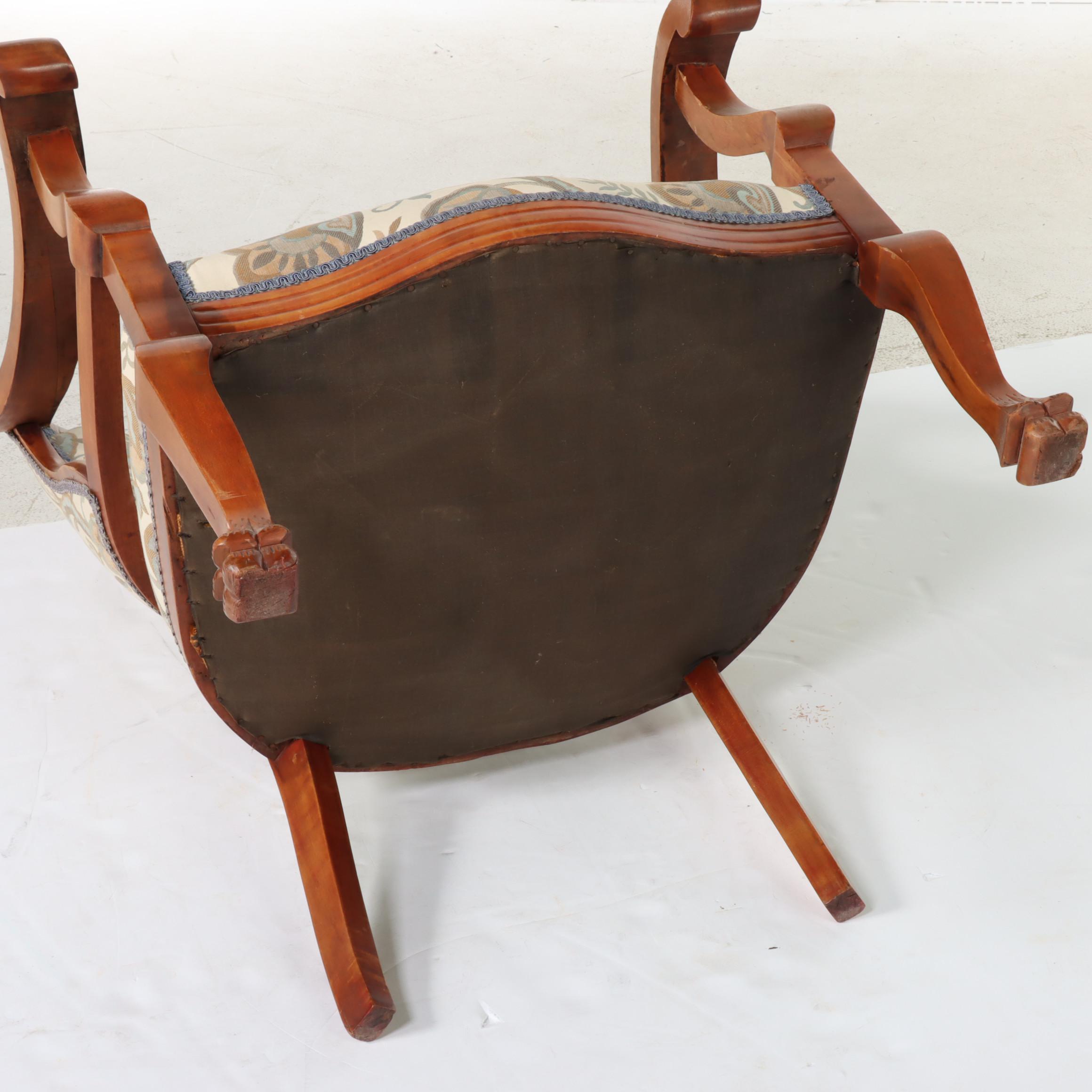 Victorian Renaissance Revival Hardwood and Upholstered Armchair, Circa 1900