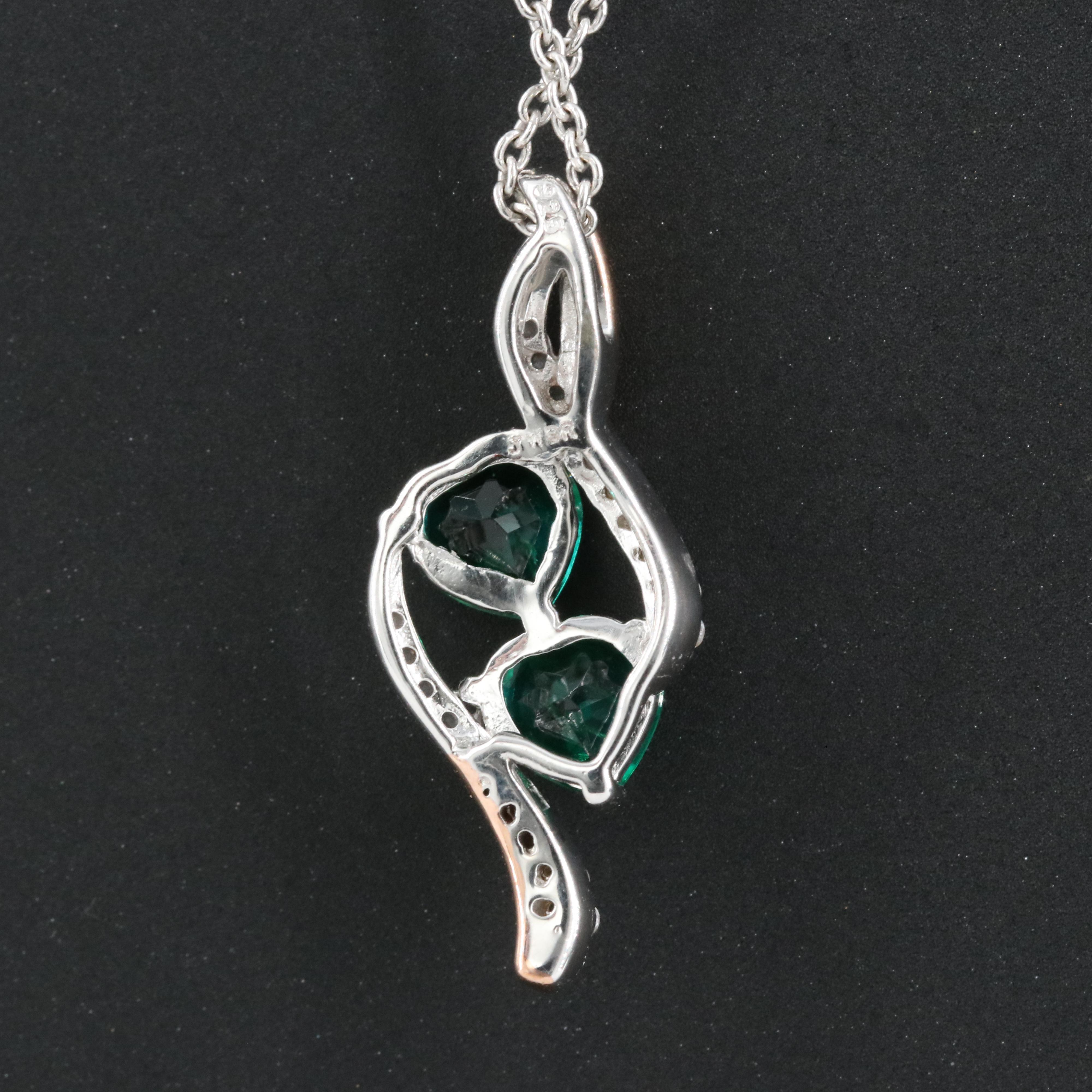Sterling Emerald and Sapphire Pendant Necklace