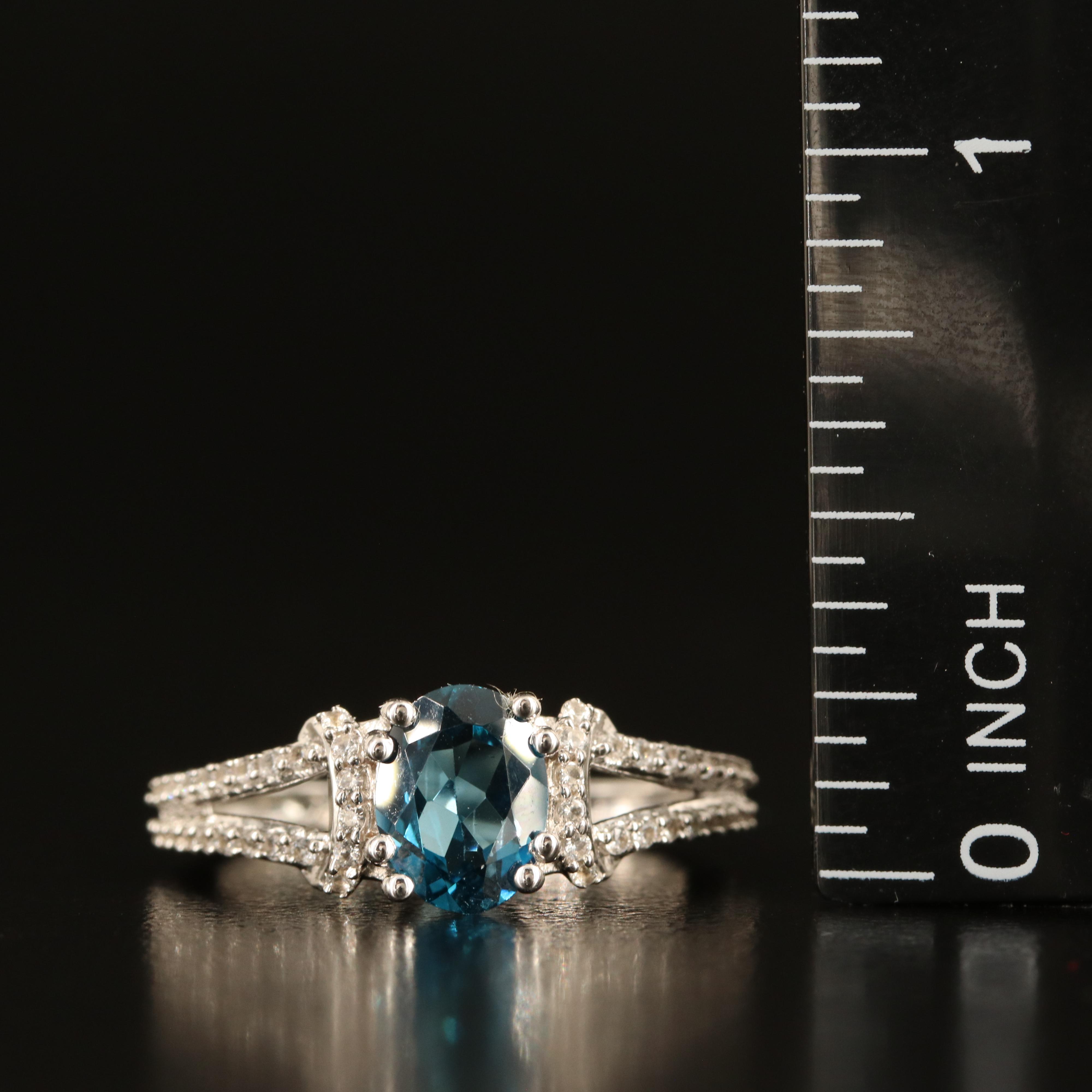 Sterling London Blue Topaz and White Sapphire Ring Set