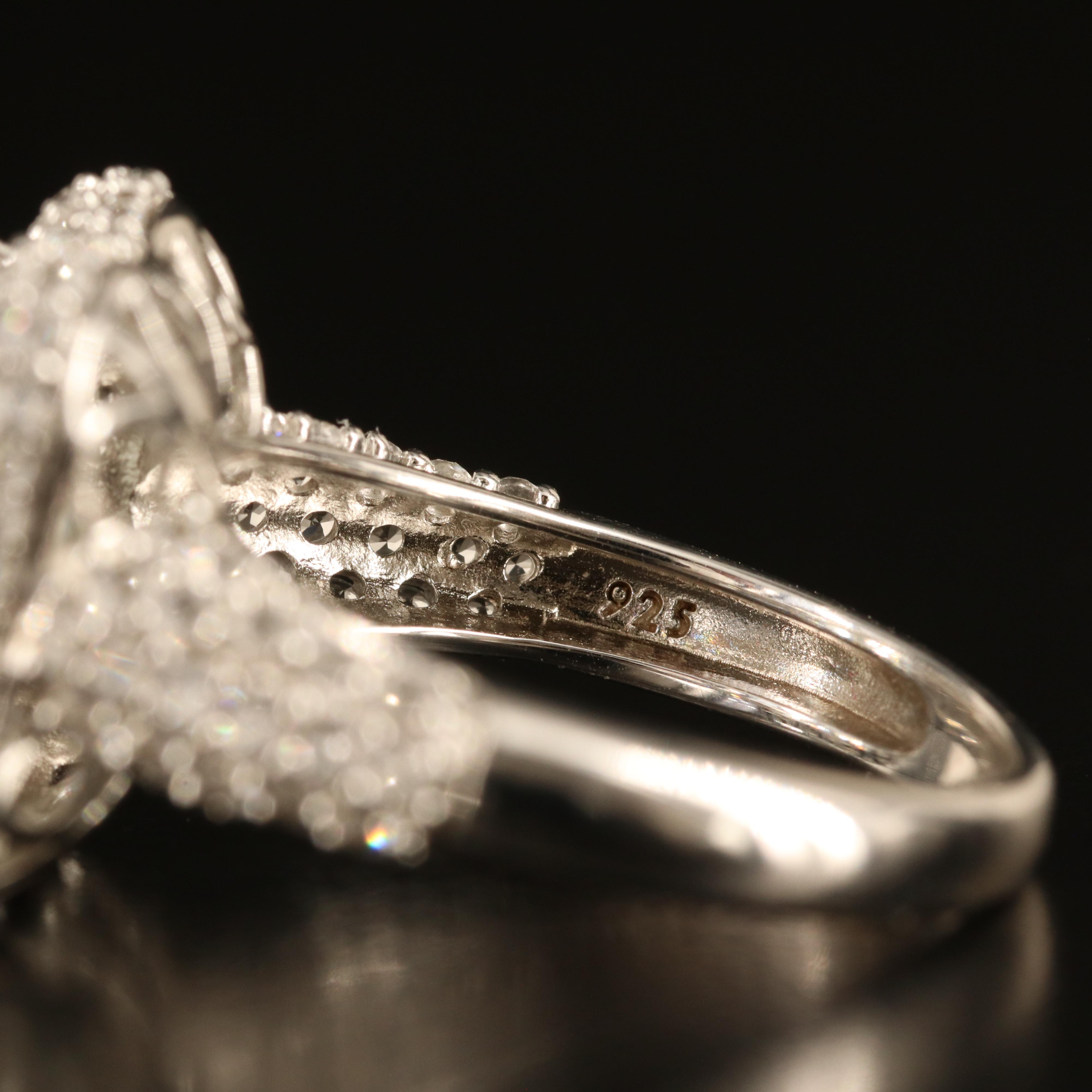 Sterling Rock Crystal Quartz and White Sapphire Ring