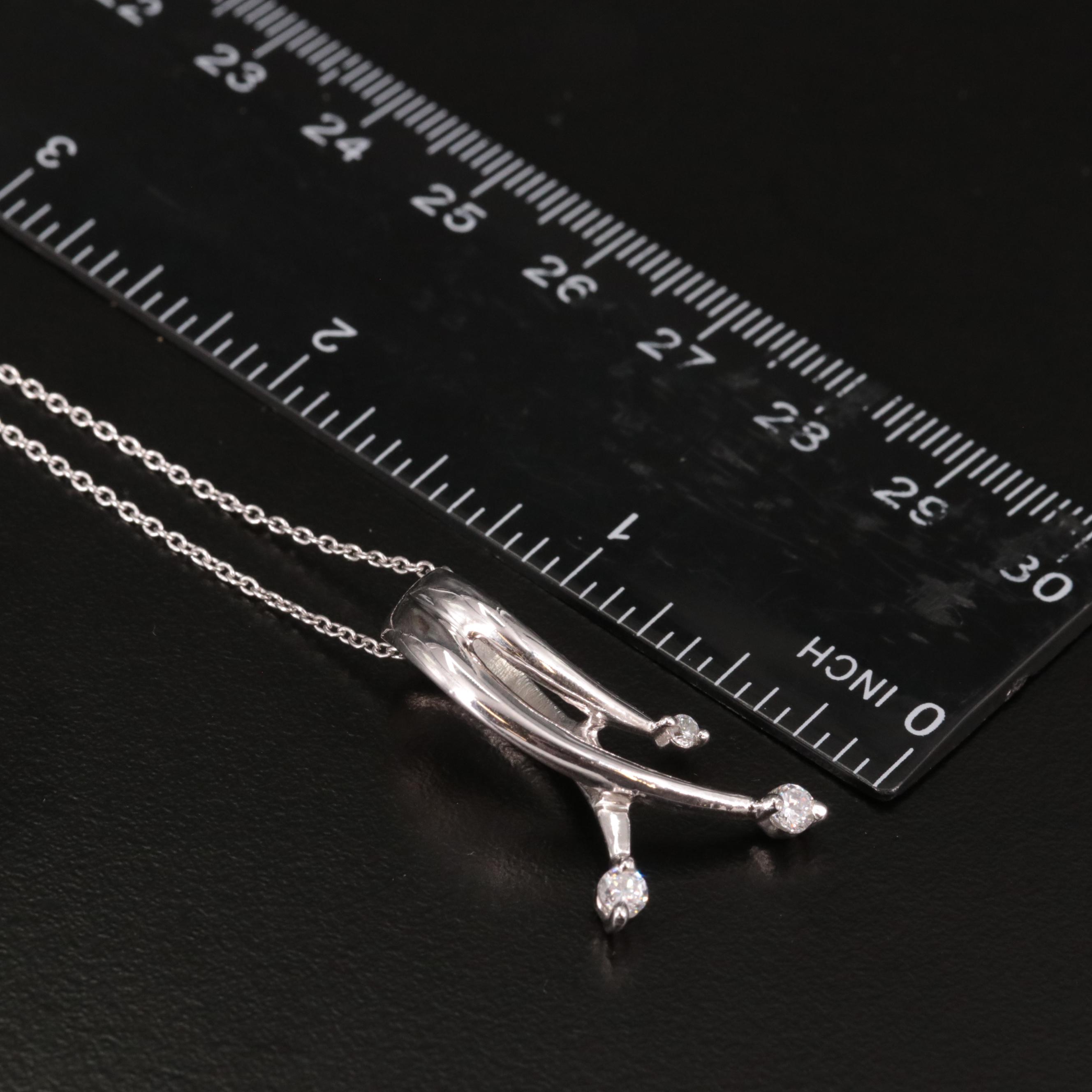 Sterling Cubic Zirconia Ribbon Pendant Necklace