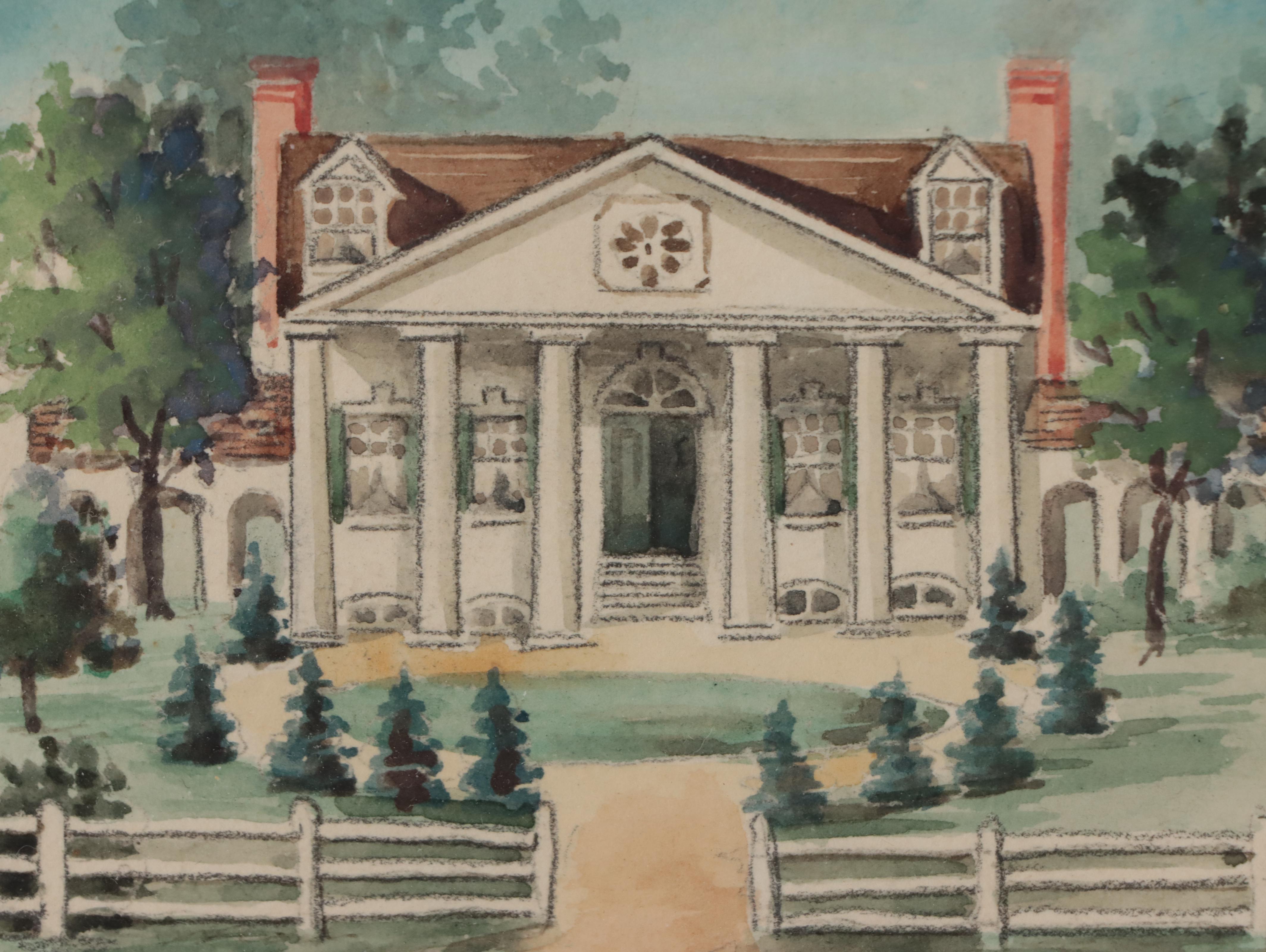 Watercolor Painting "Gisboro 1861," Early 20th Century