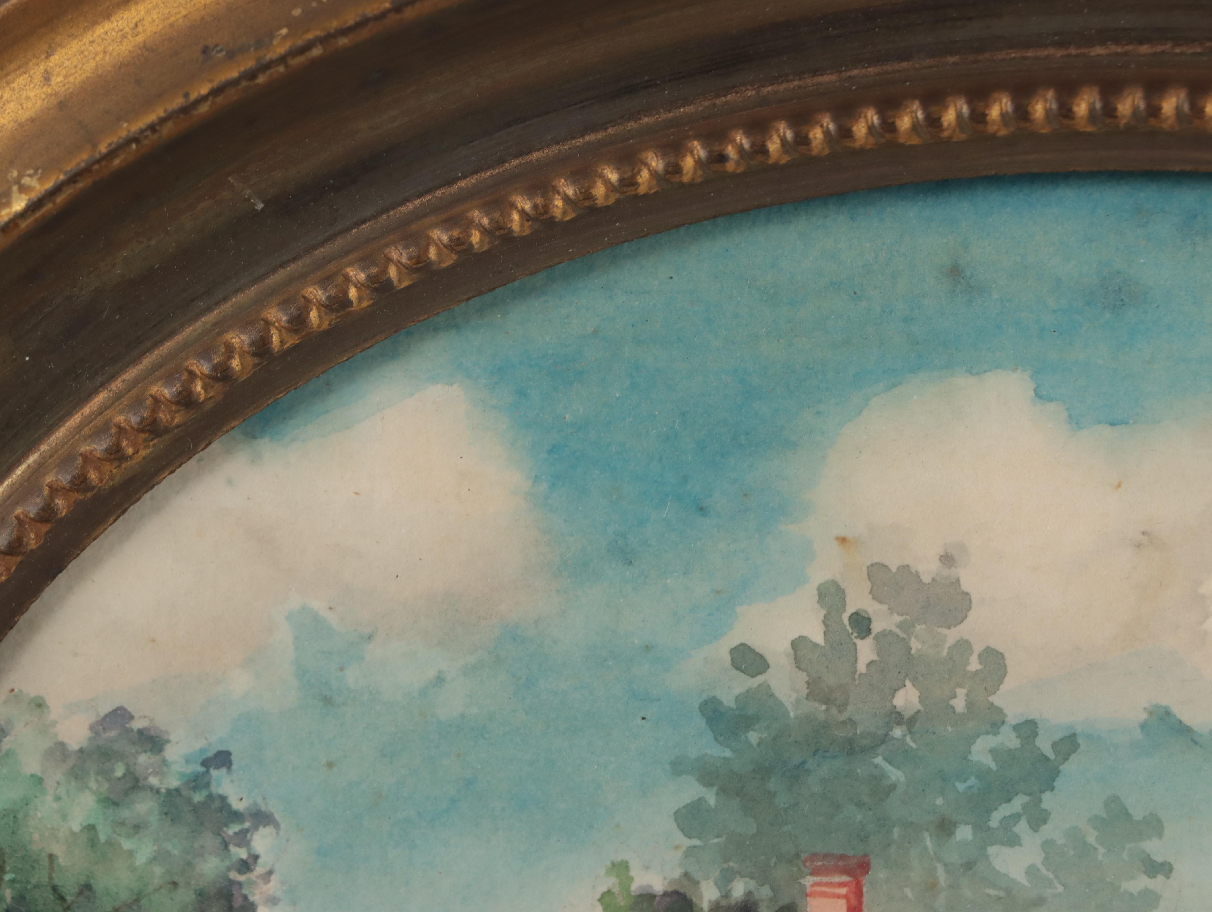 Watercolor Painting "Gisboro 1861," Early 20th Century