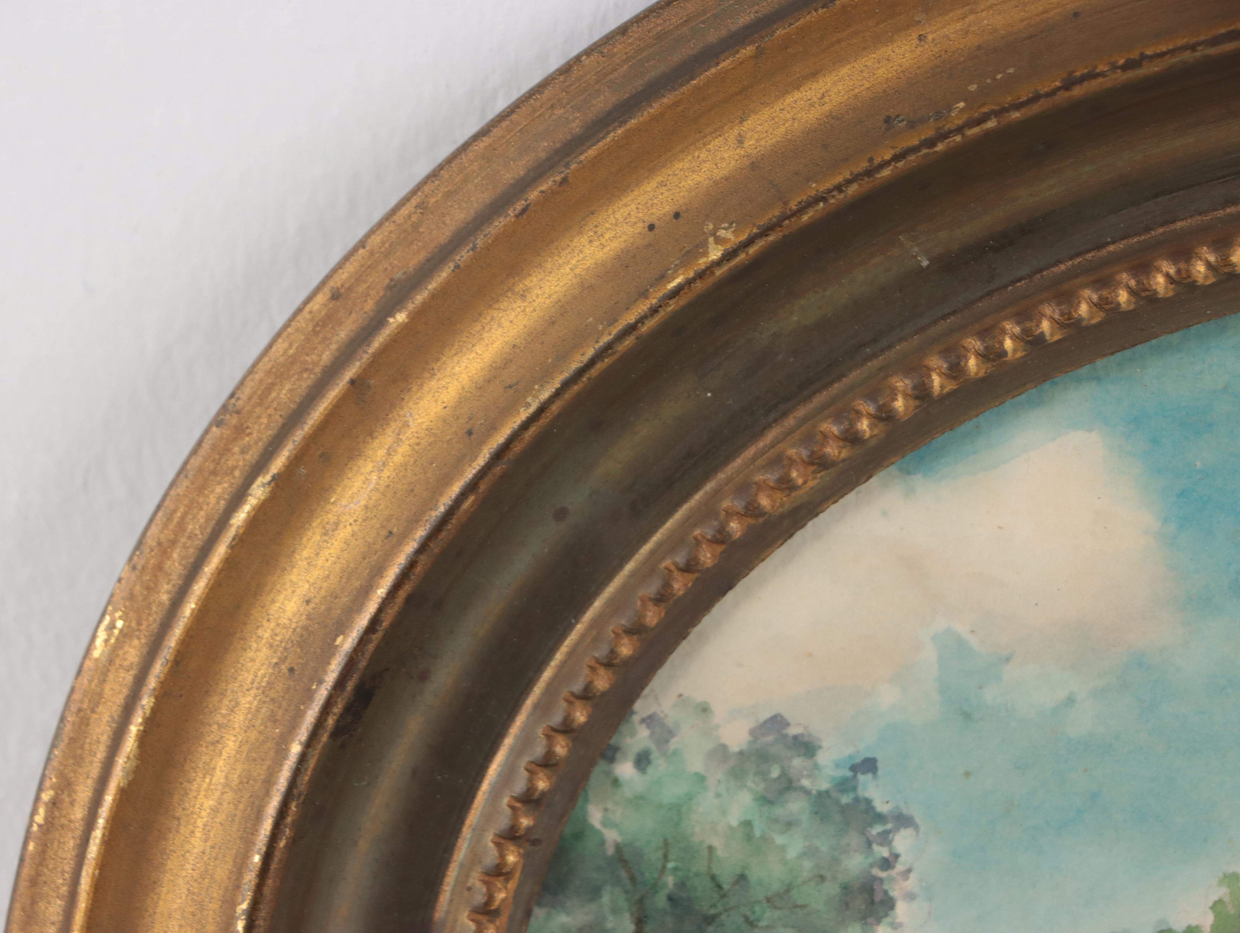 Watercolor Painting "Gisboro 1861," Early 20th Century