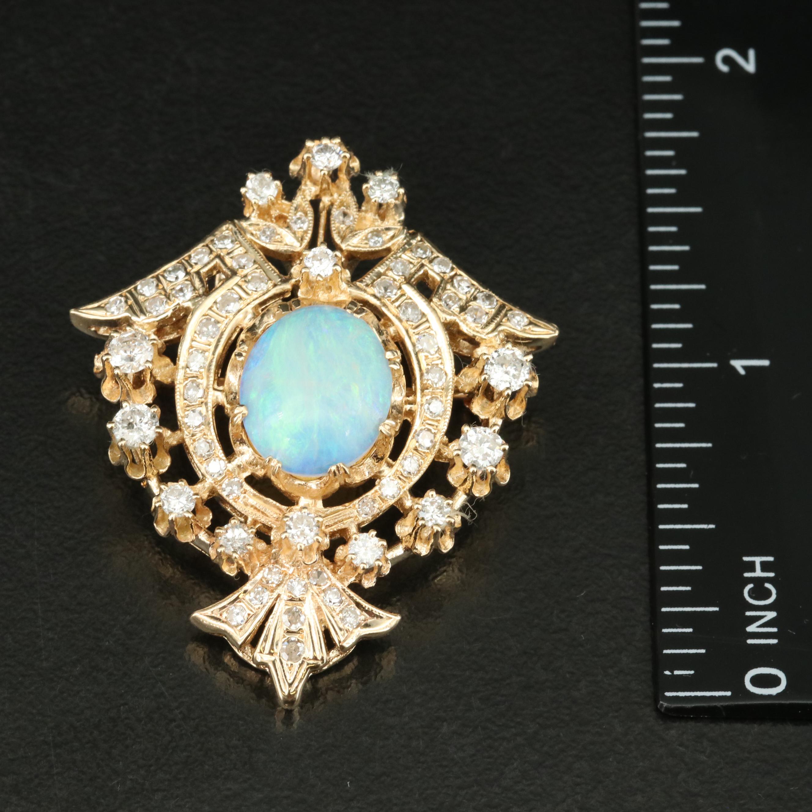Speidel Brothers 14K Opal and 1.54 CTW Diamond Converter Brooch