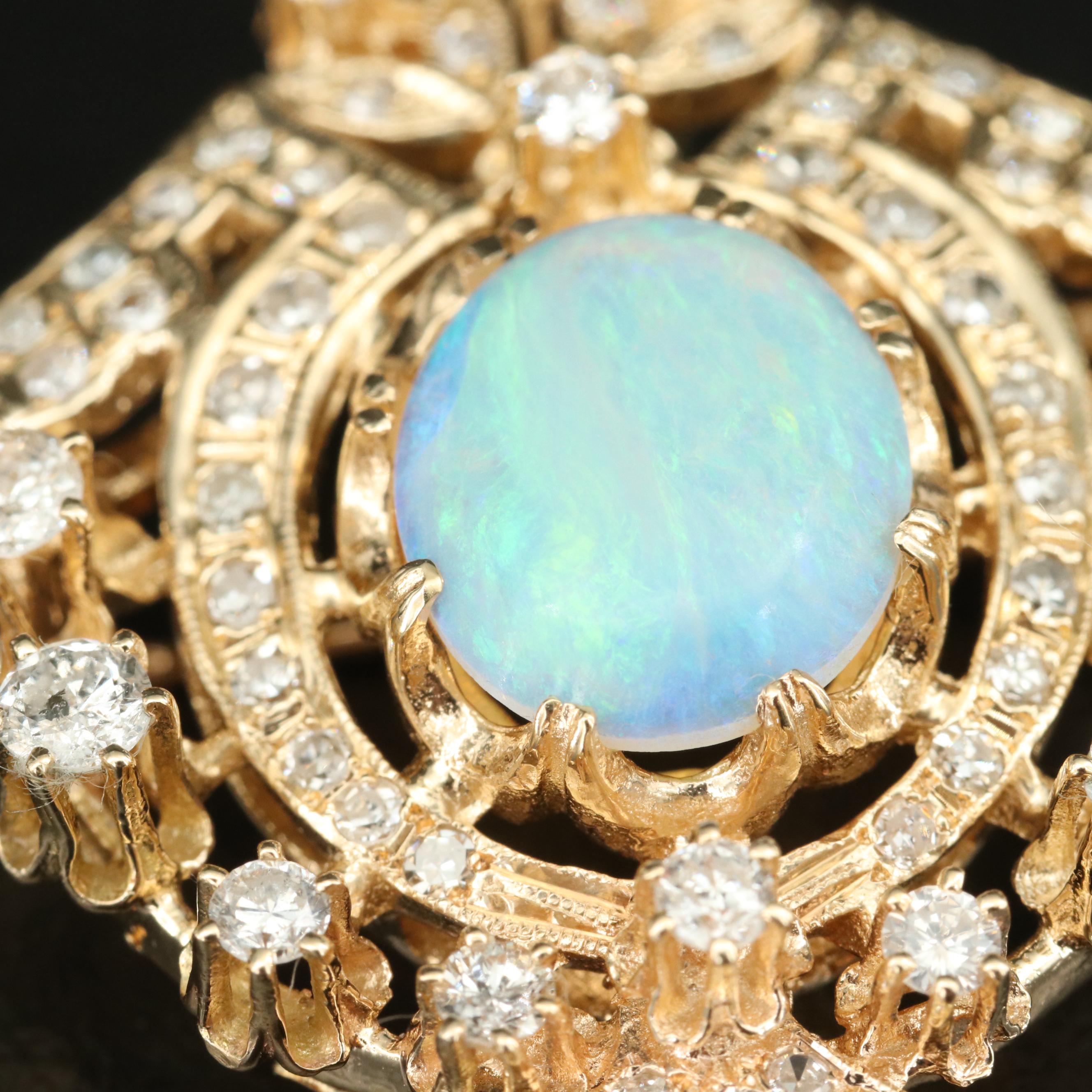 Speidel Brothers 14K Opal and 1.54 CTW Diamond Converter Brooch