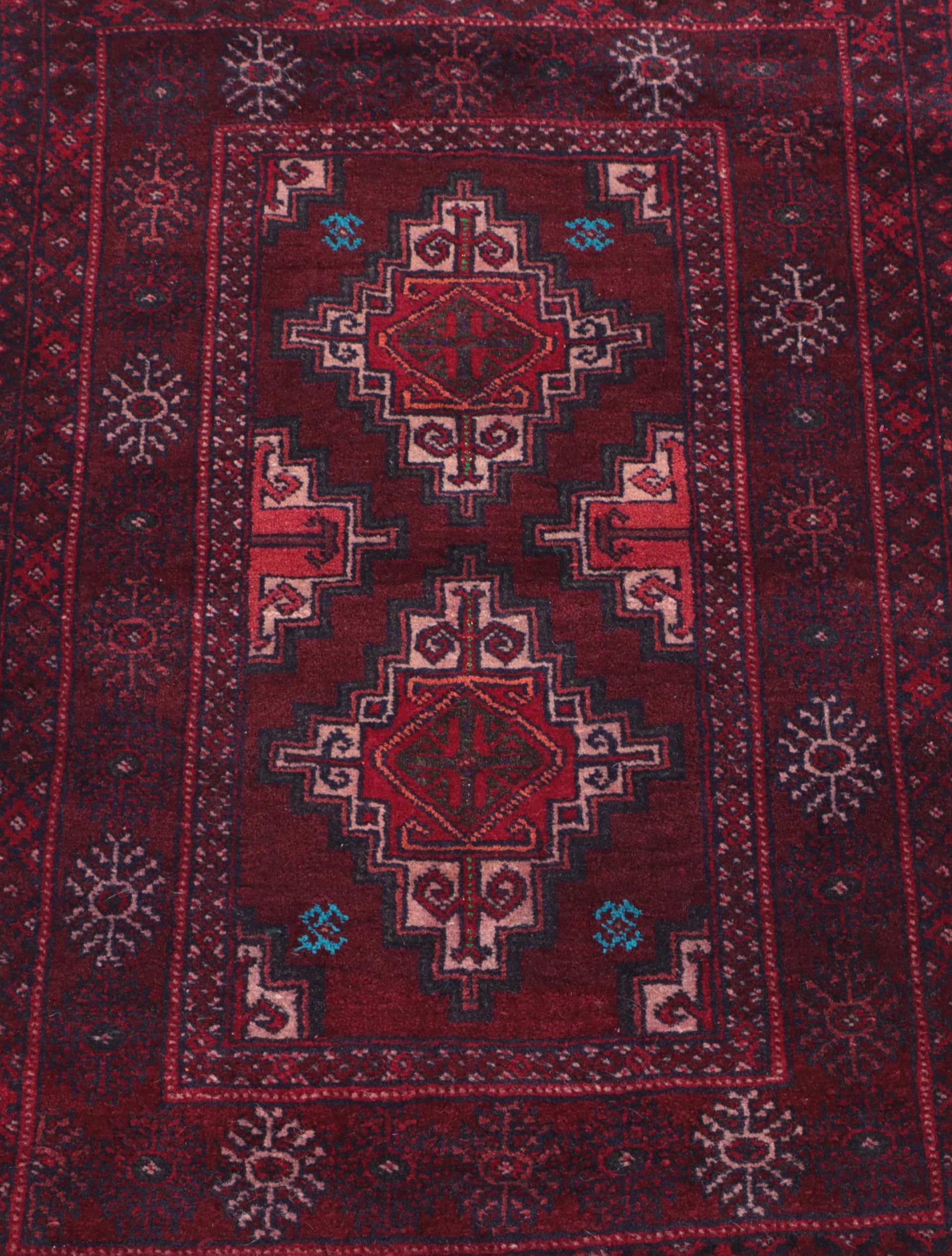 1'10 x 2'7 Hand-Knotted Afghan Baluch Accent Rug