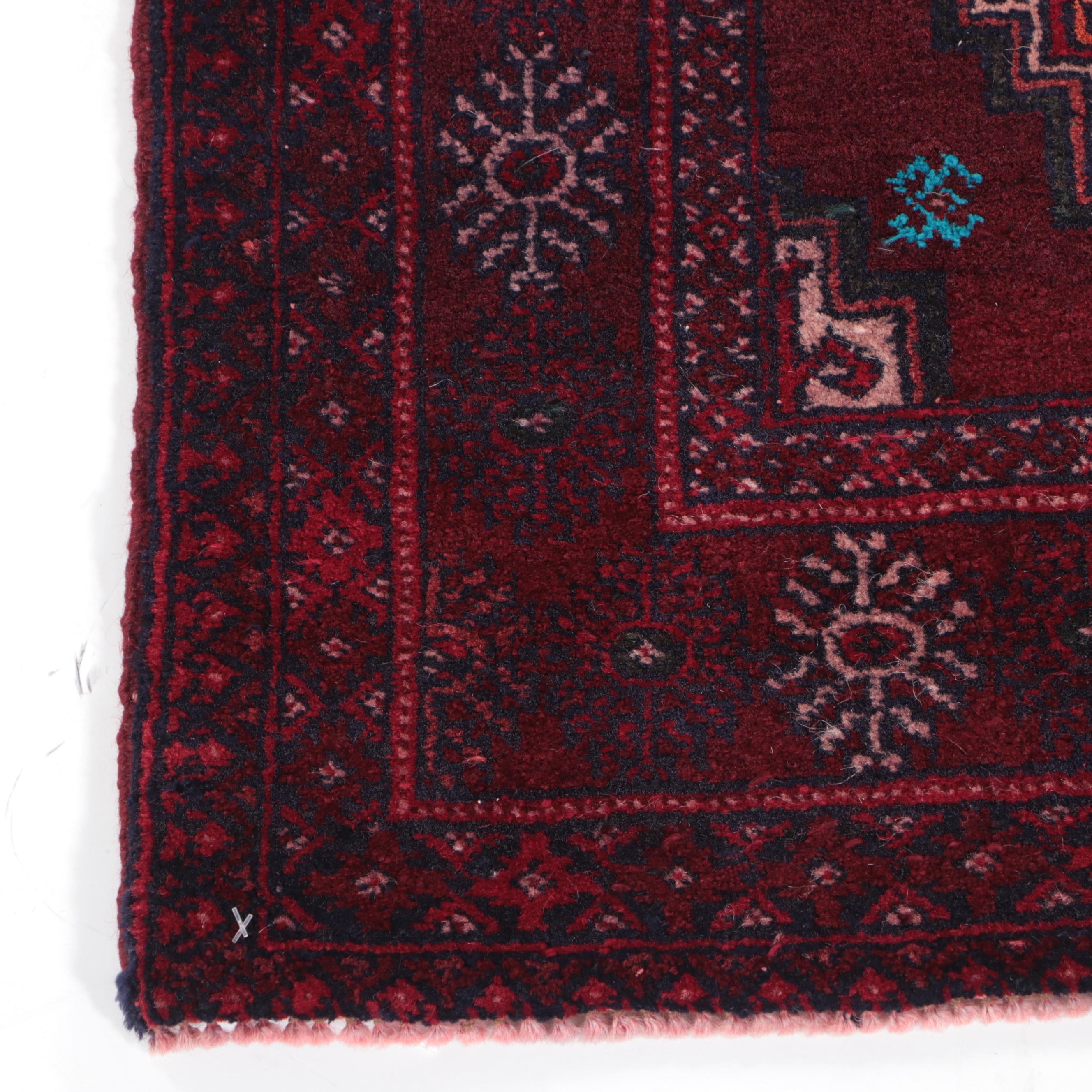 1'10 x 2'7 Hand-Knotted Afghan Baluch Accent Rug