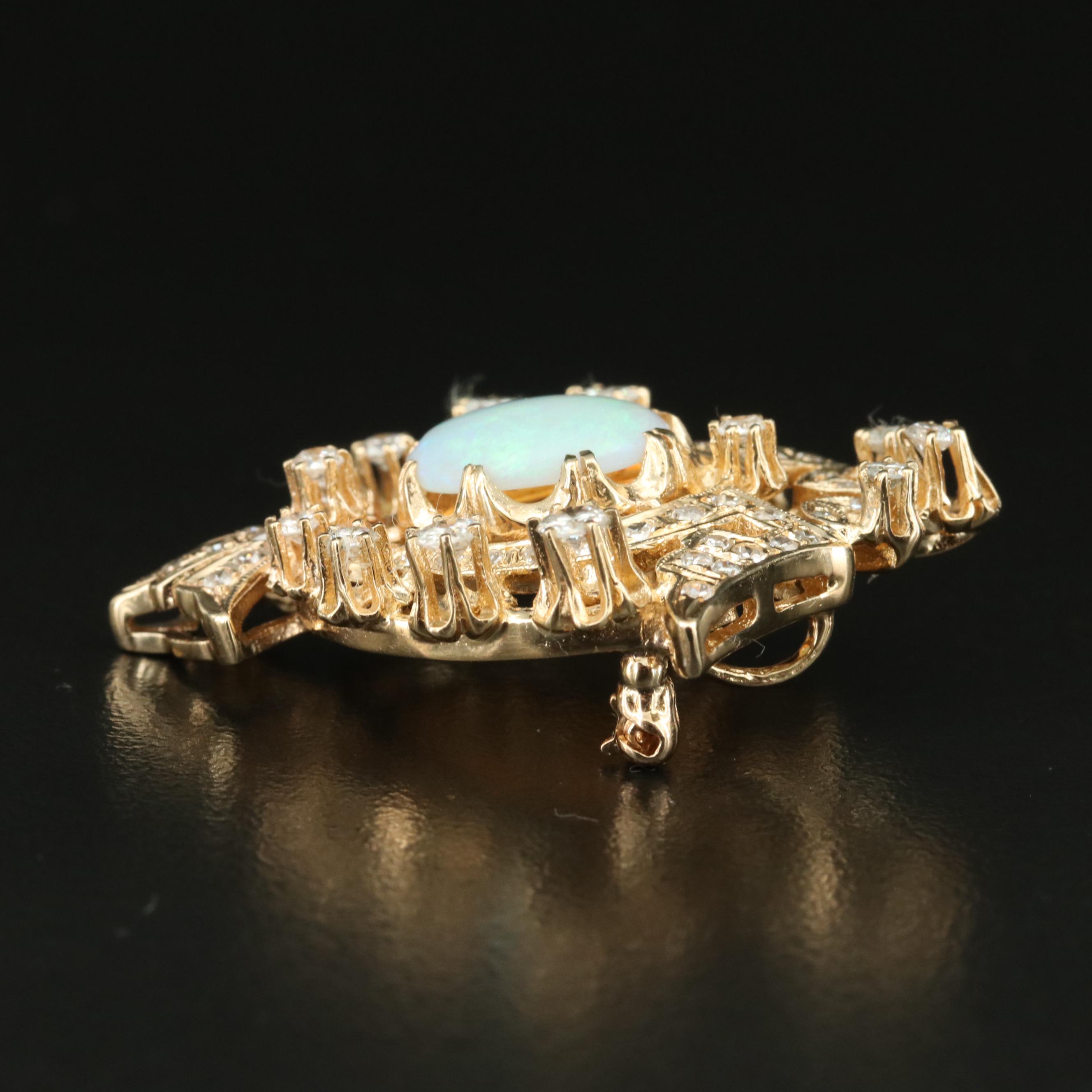 Speidel Brothers 14K Opal and 1.54 CTW Diamond Converter Brooch