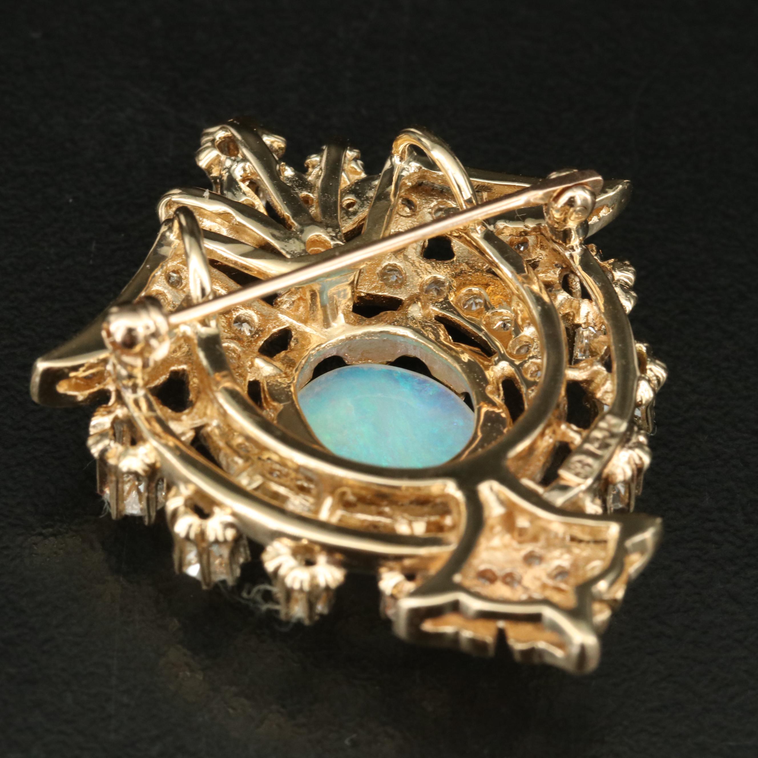 Speidel Brothers 14K Opal and 1.54 CTW Diamond Converter Brooch