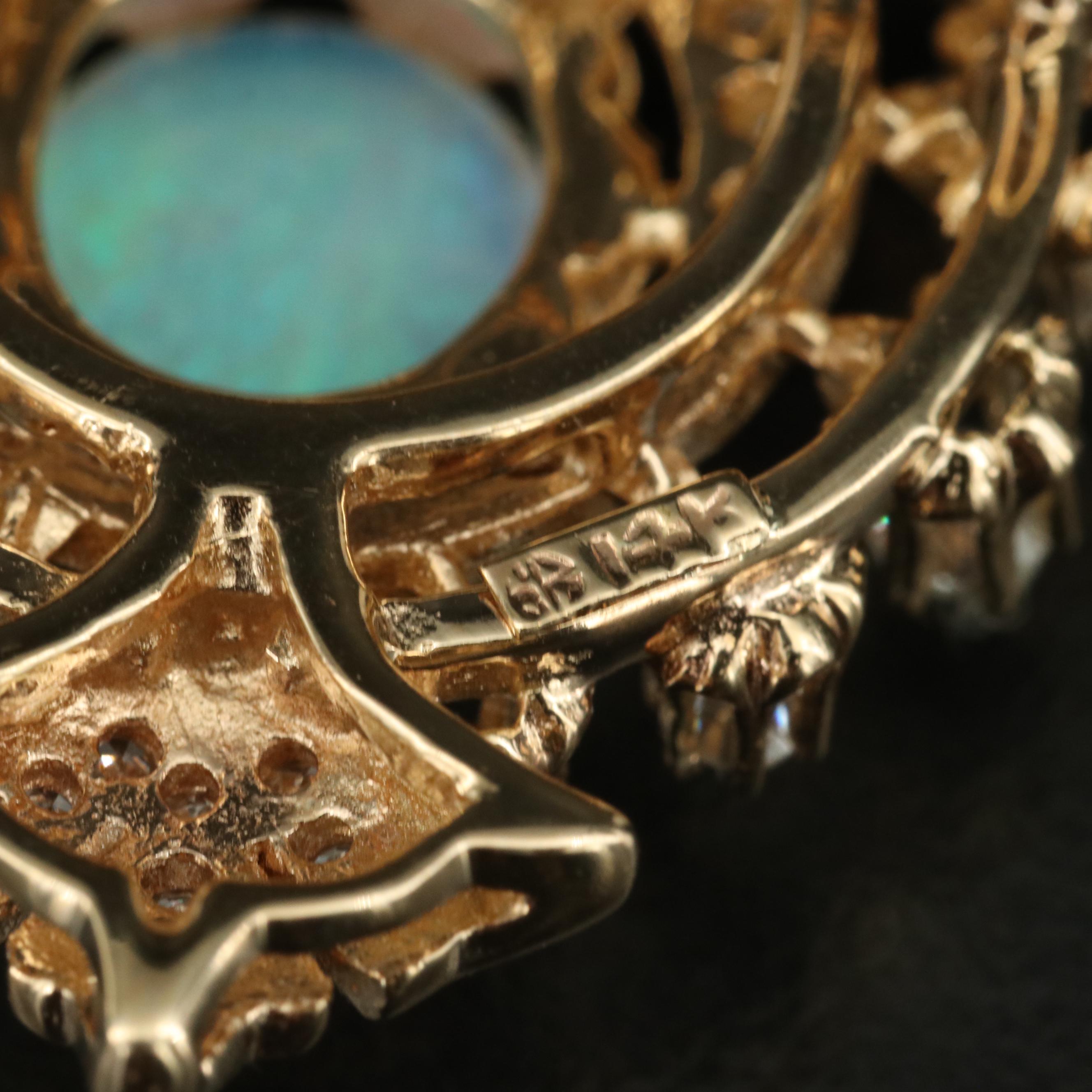 Speidel Brothers 14K Opal and 1.54 CTW Diamond Converter Brooch