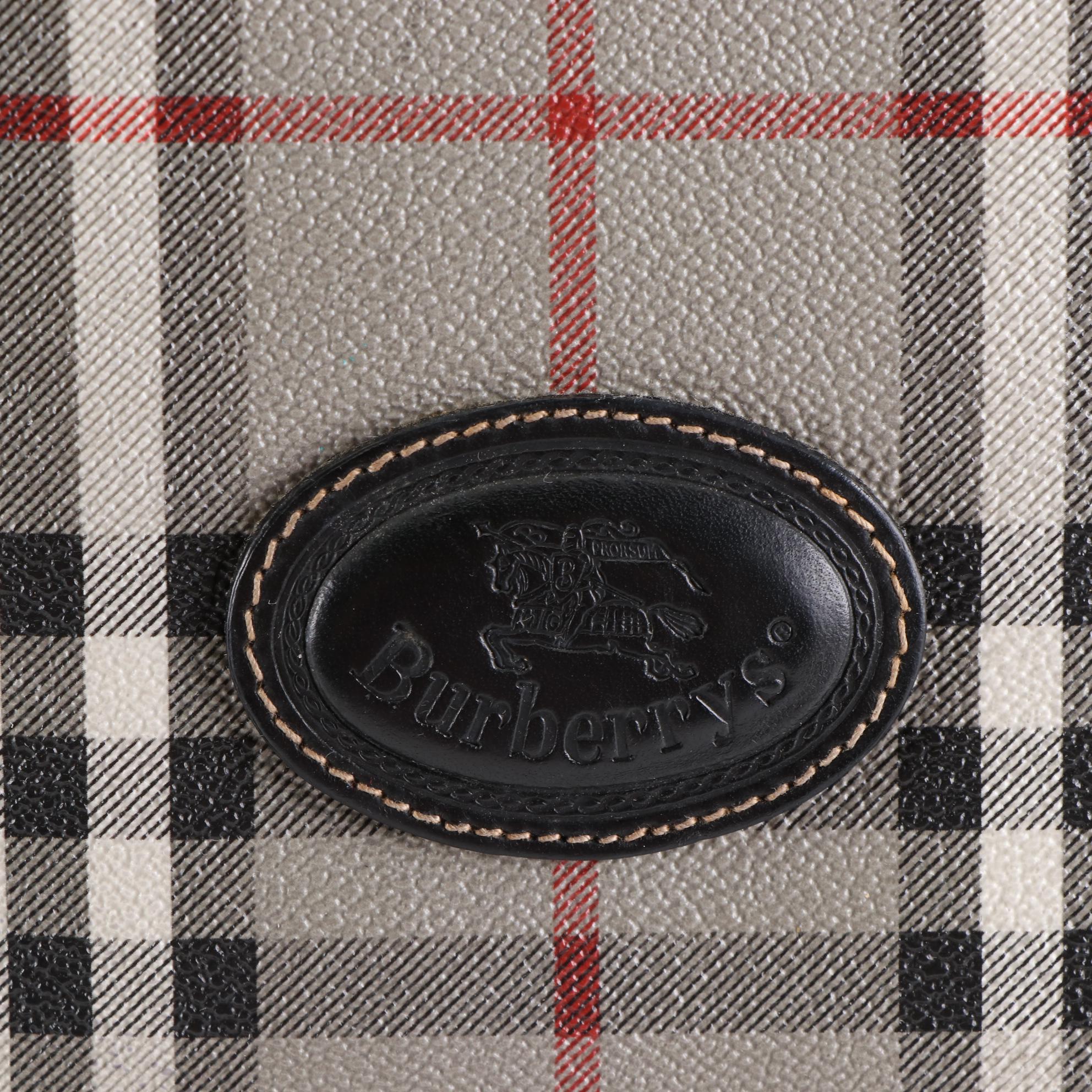 Burberrys Soft Briefcase in "Haymarket Check" Coated Canvas and Leather