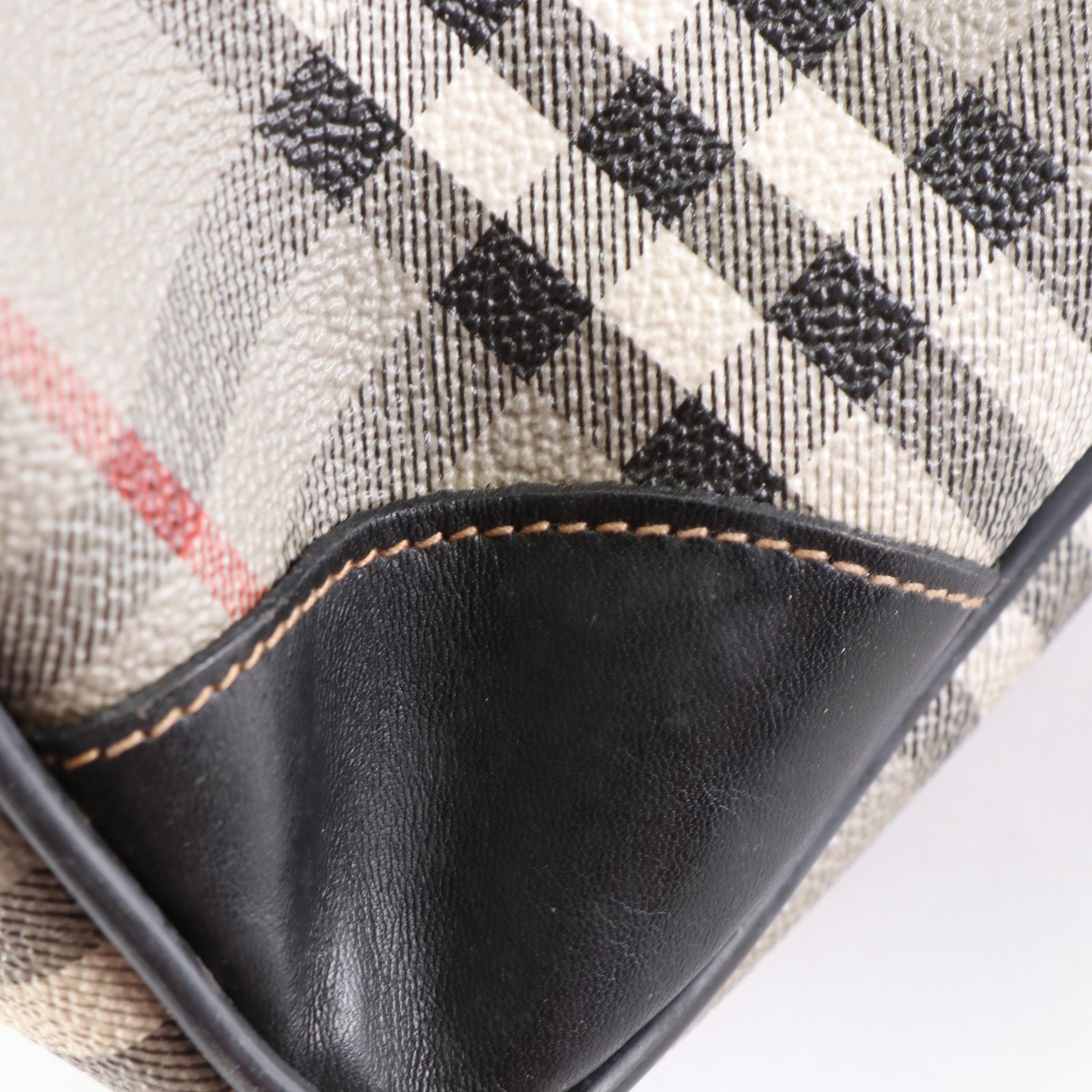 Burberrys Soft Briefcase in "Haymarket Check" Coated Canvas and Leather