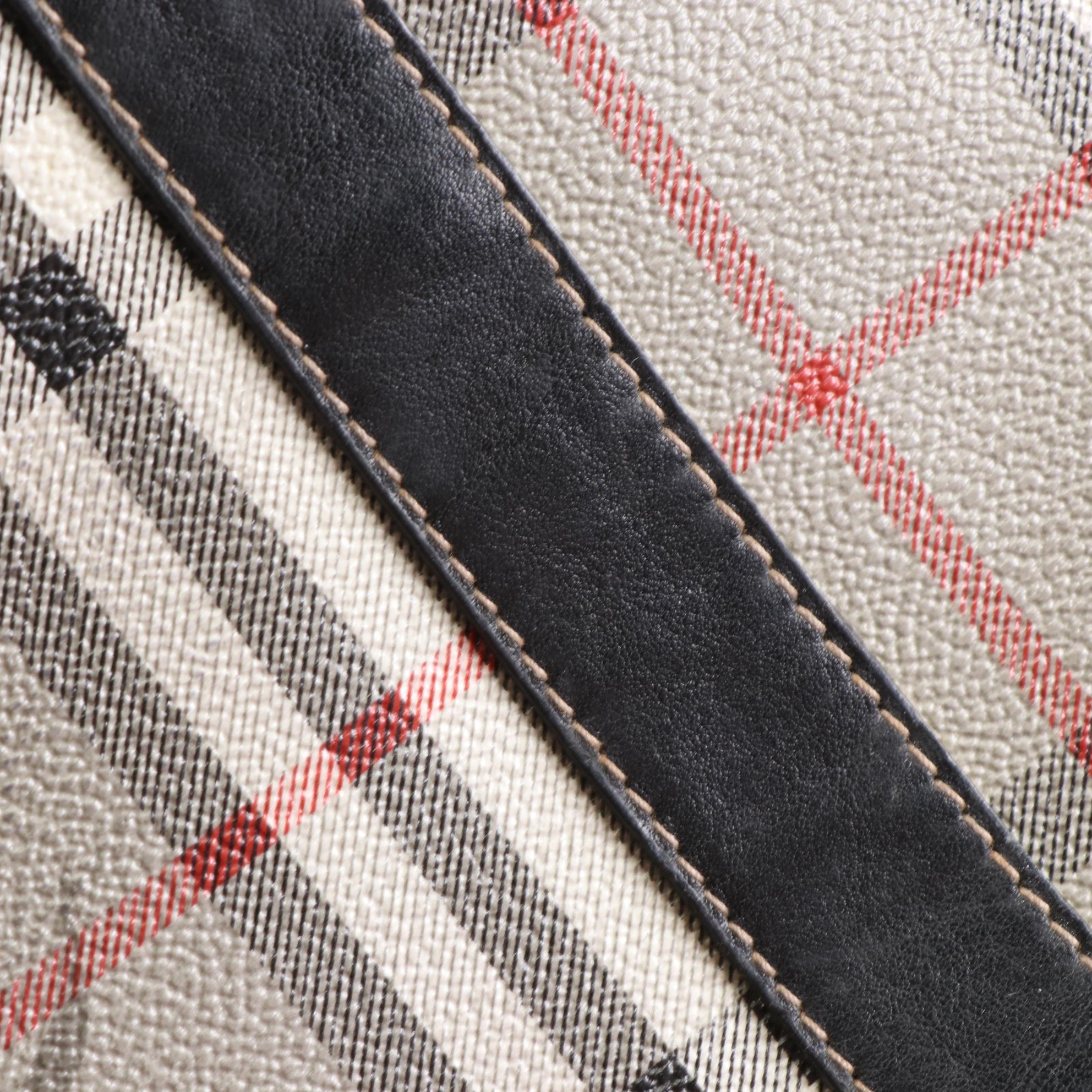 Burberrys Soft Briefcase in "Haymarket Check" Coated Canvas and Leather