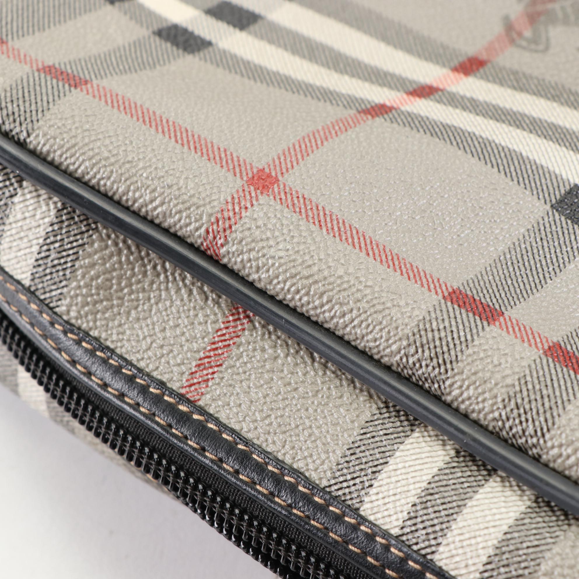 Burberrys Soft Briefcase in "Haymarket Check" Coated Canvas and Leather