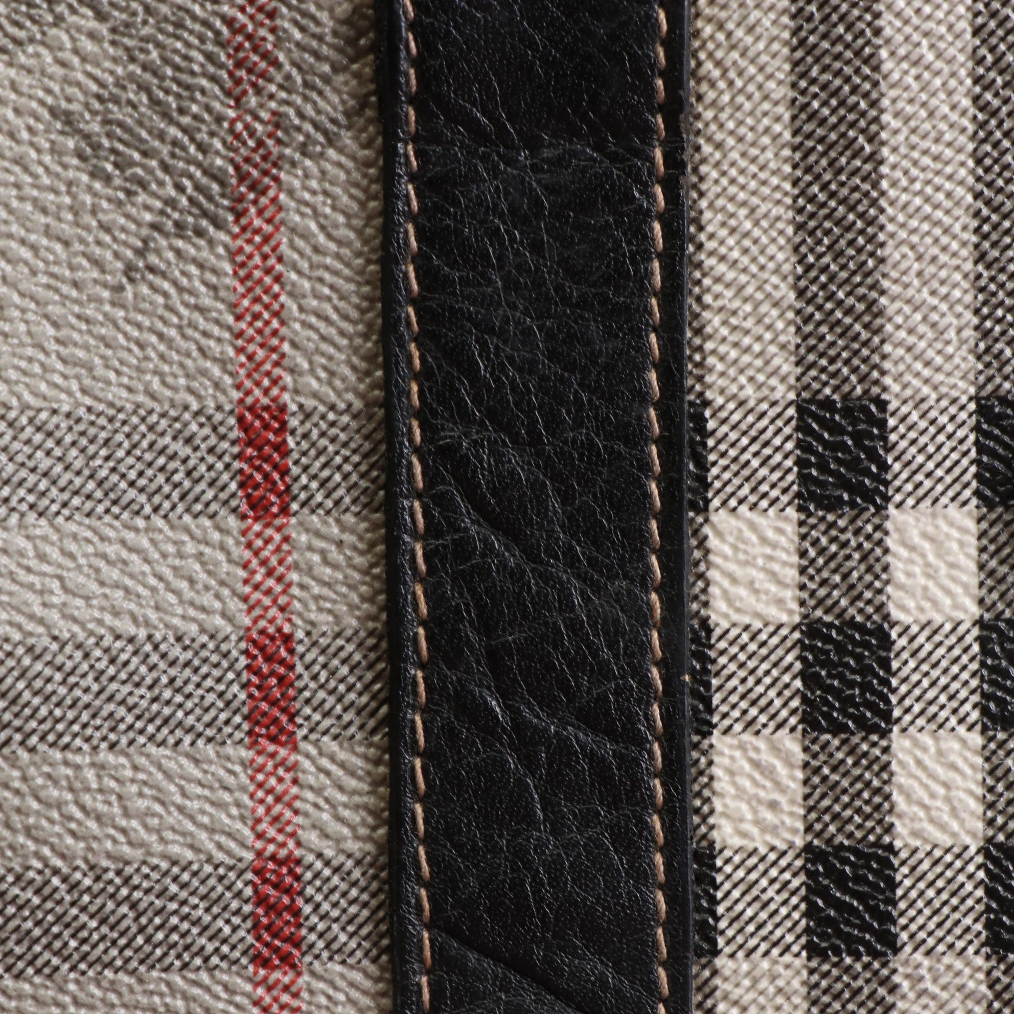 Burberrys Soft Briefcase in "Haymarket Check" Coated Canvas and Leather