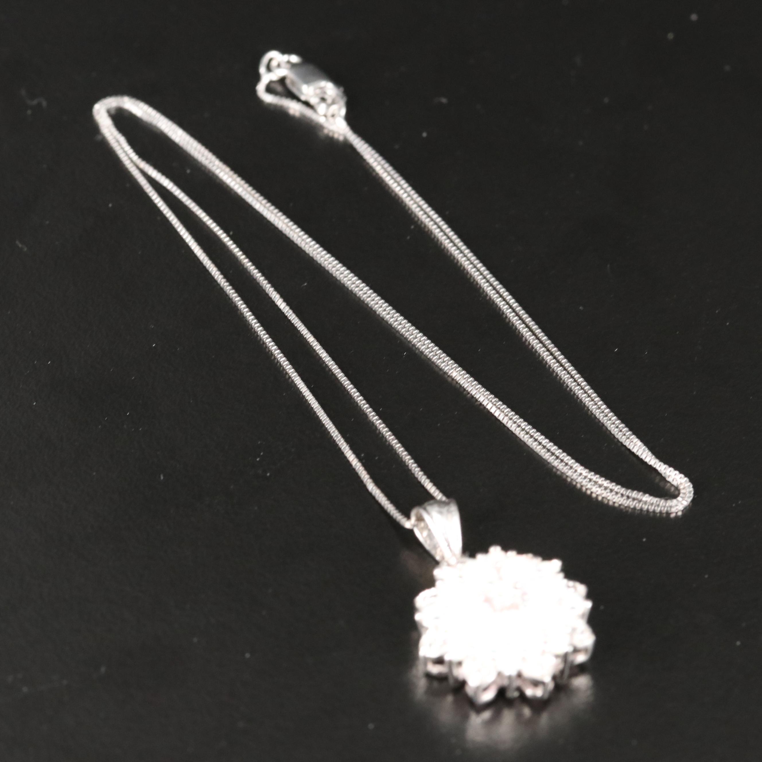 Sterling Opal and Topaz Cluster Pendant Necklace