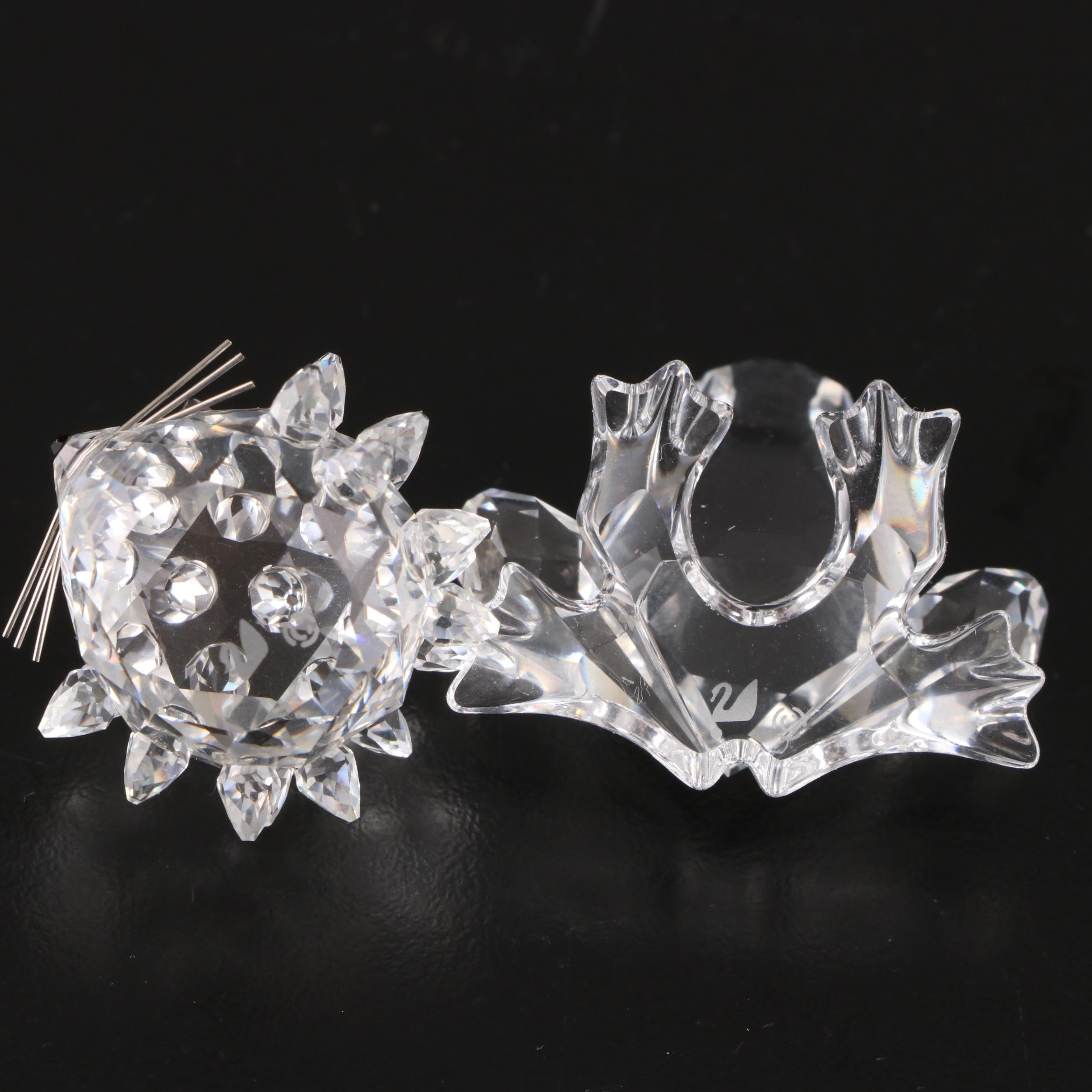 Crystal Figurines and Silver Plate Trinket Box