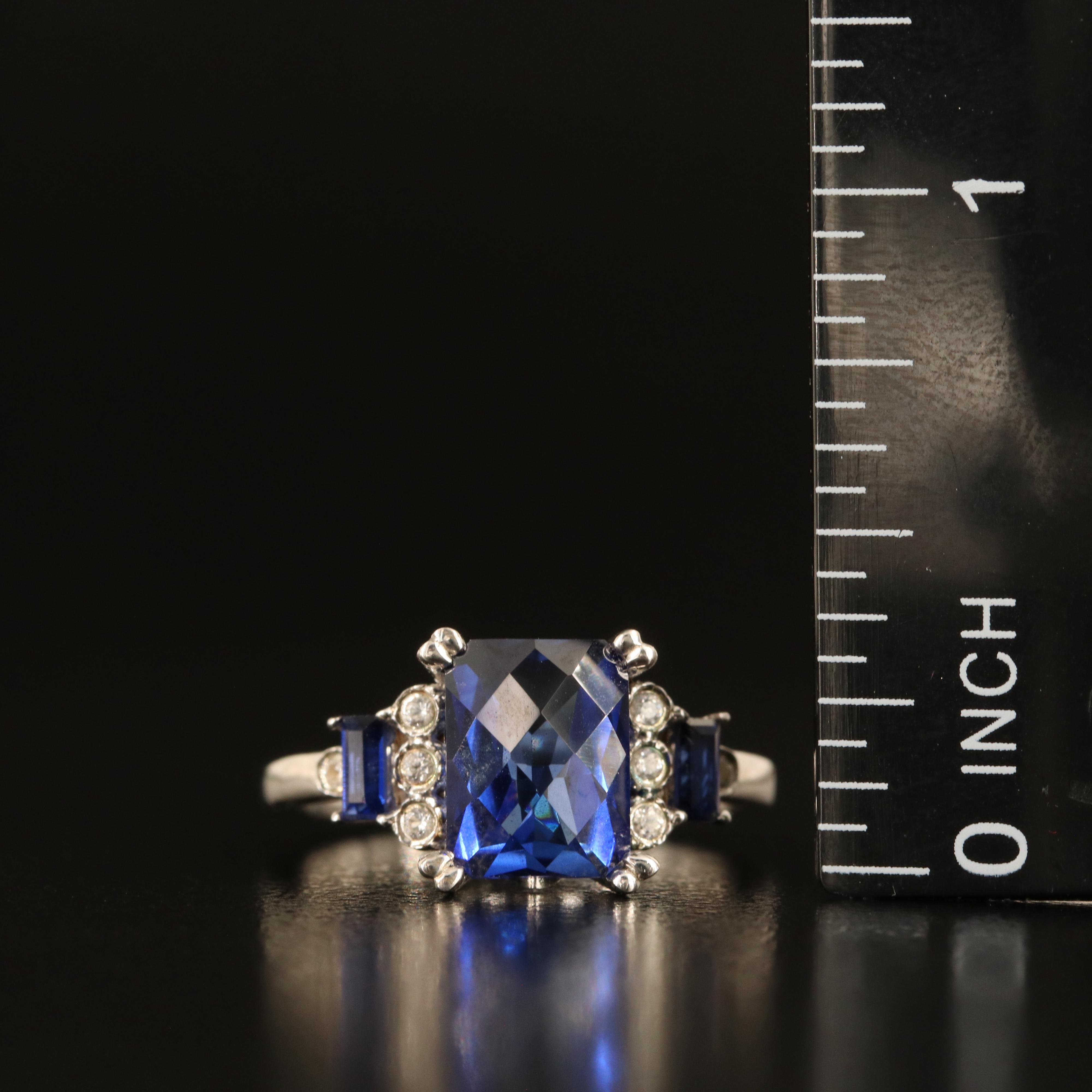 Sterling Sapphire and White Sapphire Ring