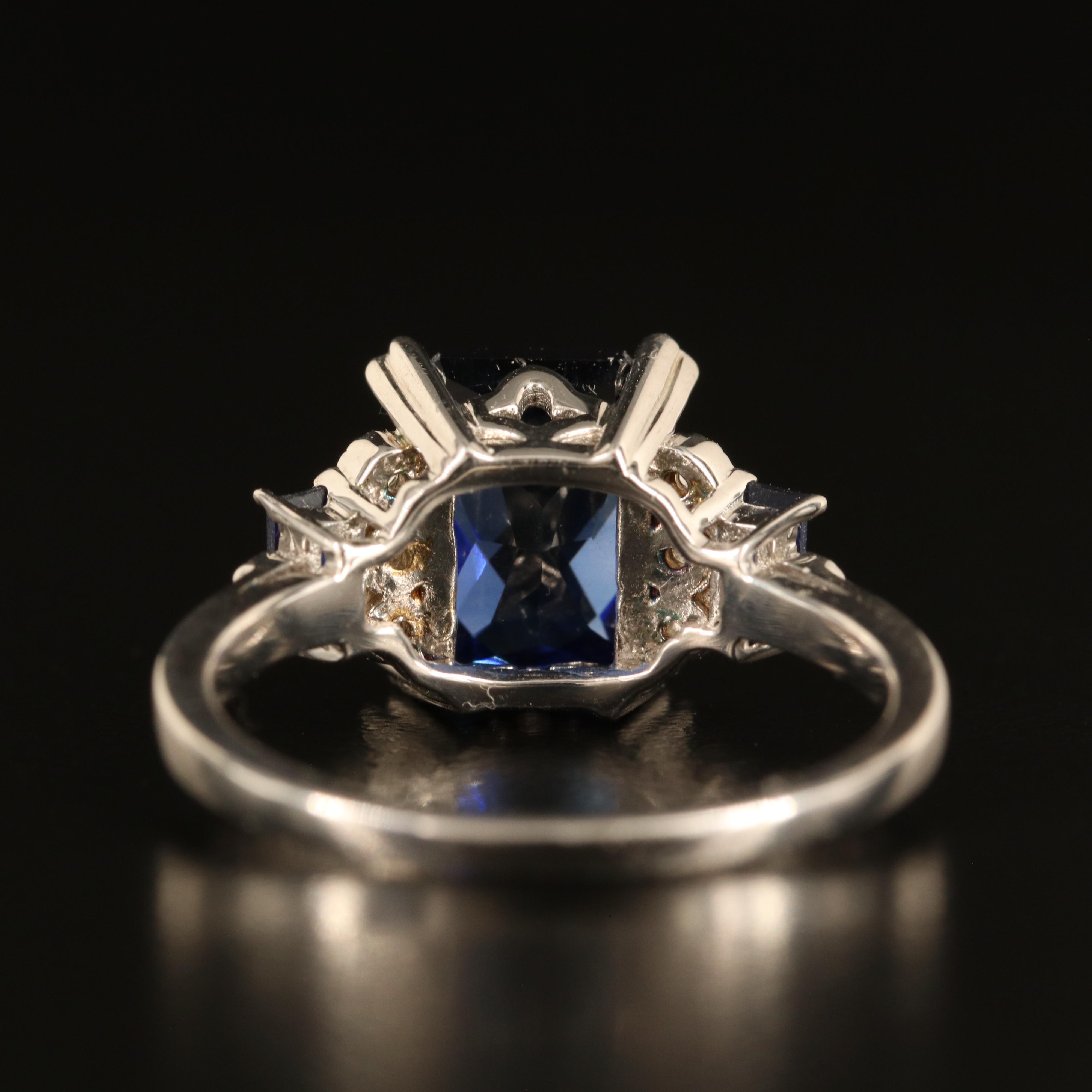 Sterling Sapphire and White Sapphire Ring