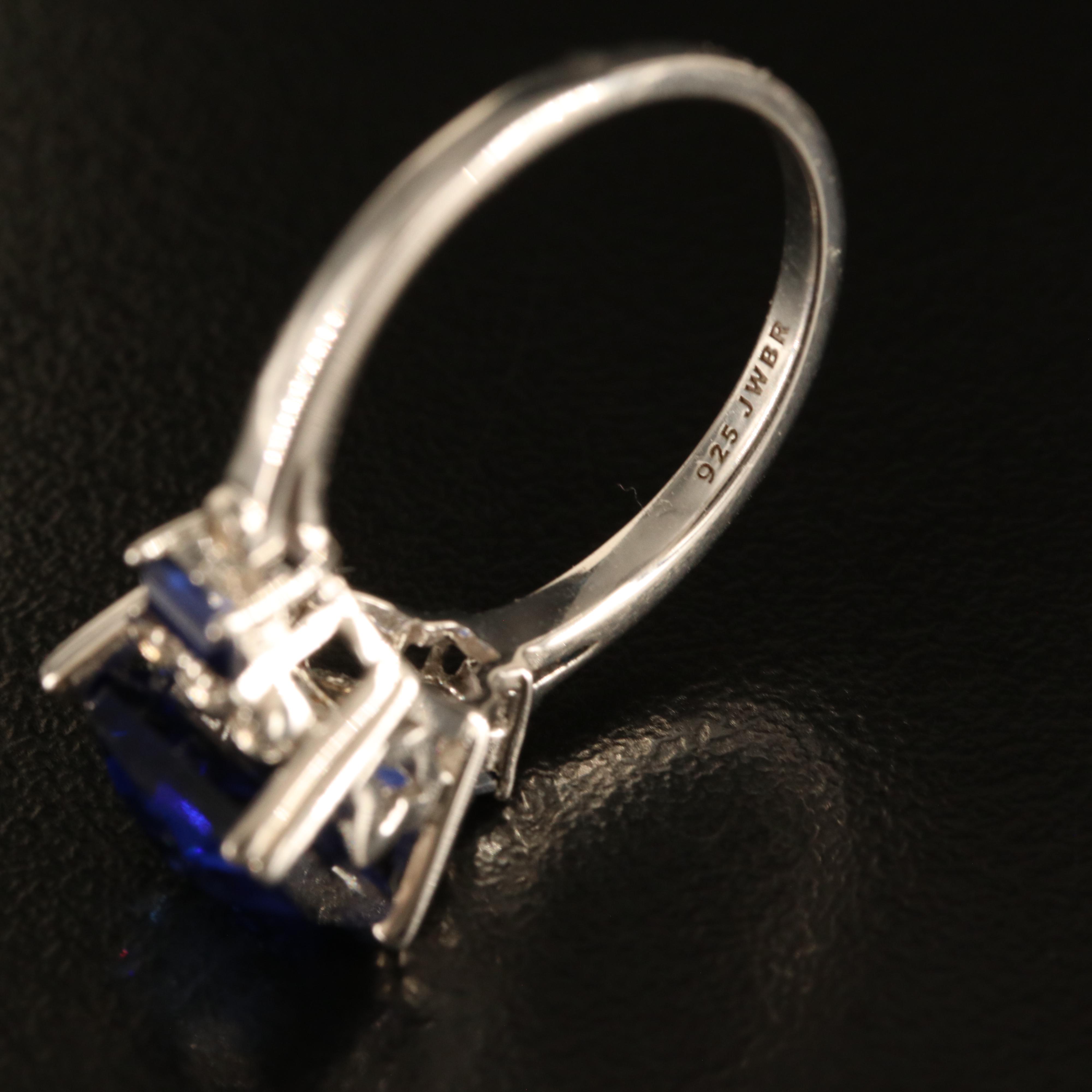 Sterling Sapphire and White Sapphire Ring