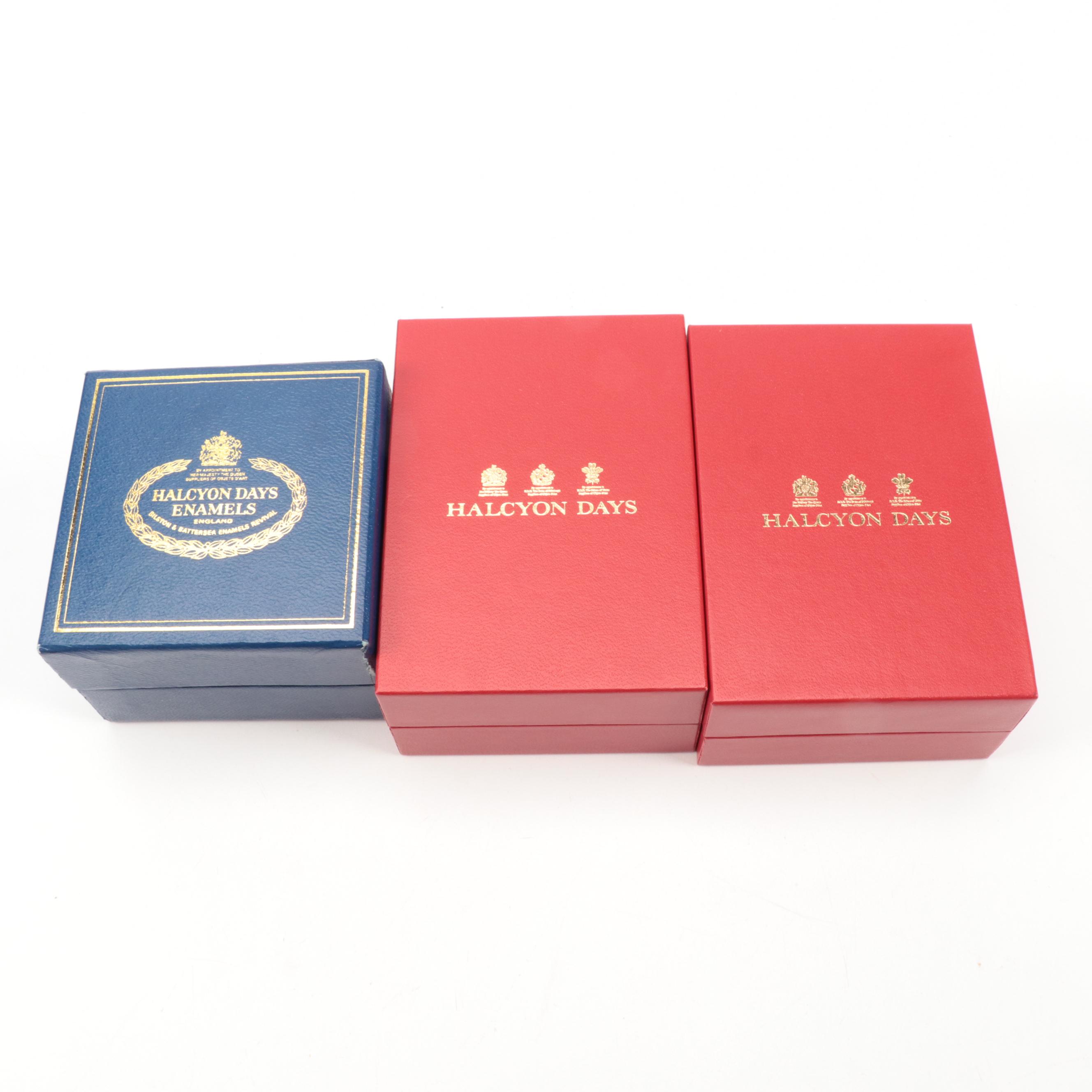 Halcyon Days Christmas Themed Enameled Porcelain Trinket Boxes