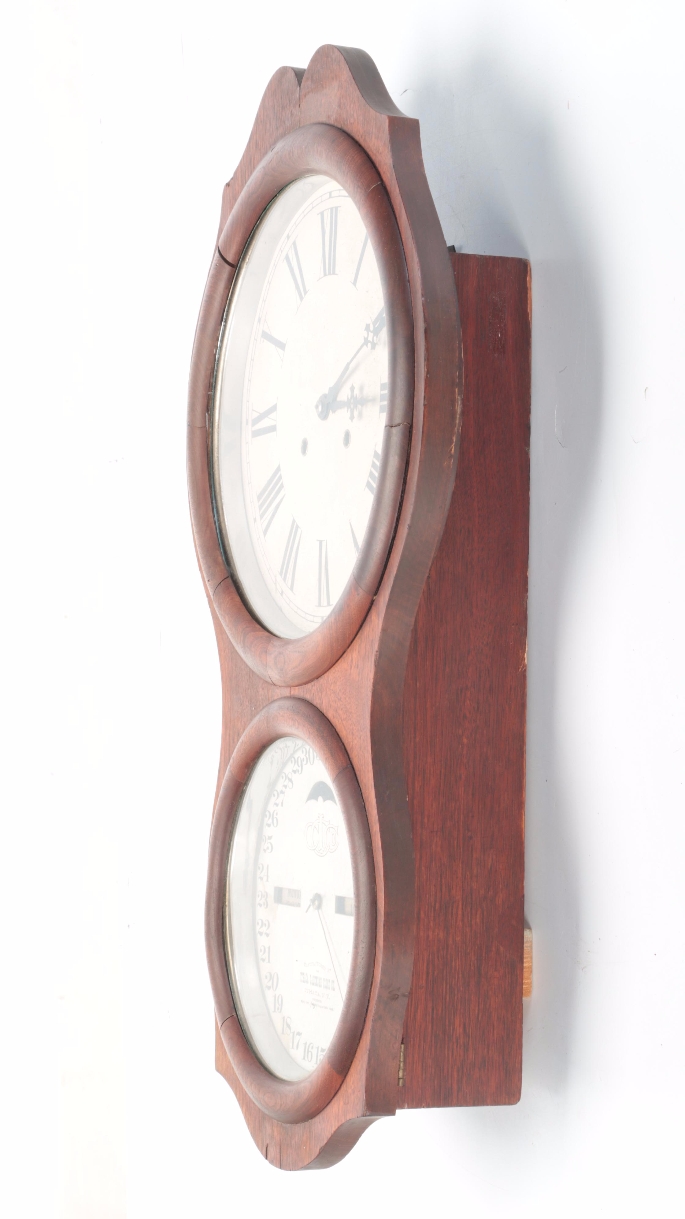 Ithaca Calendar Clock Co. No. 4 Rosewood Veneer Wall Clock, Late 19th C.