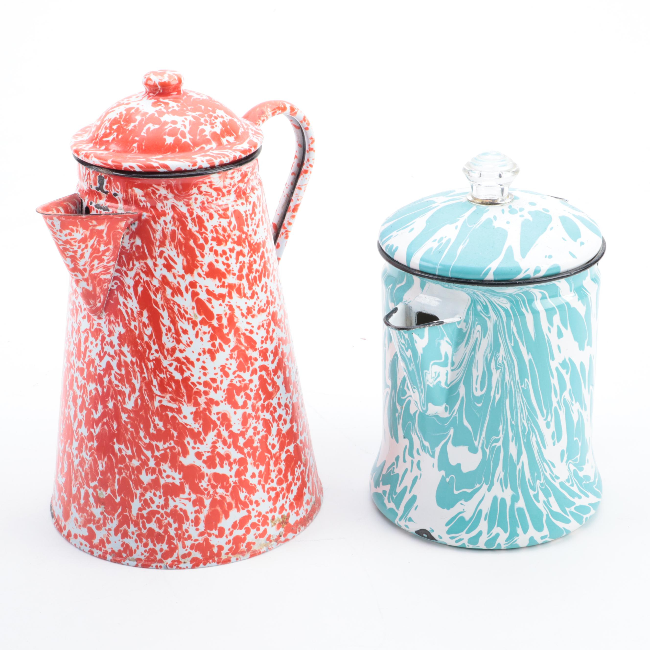 Enamel Spatterware and Other Coffee Pots