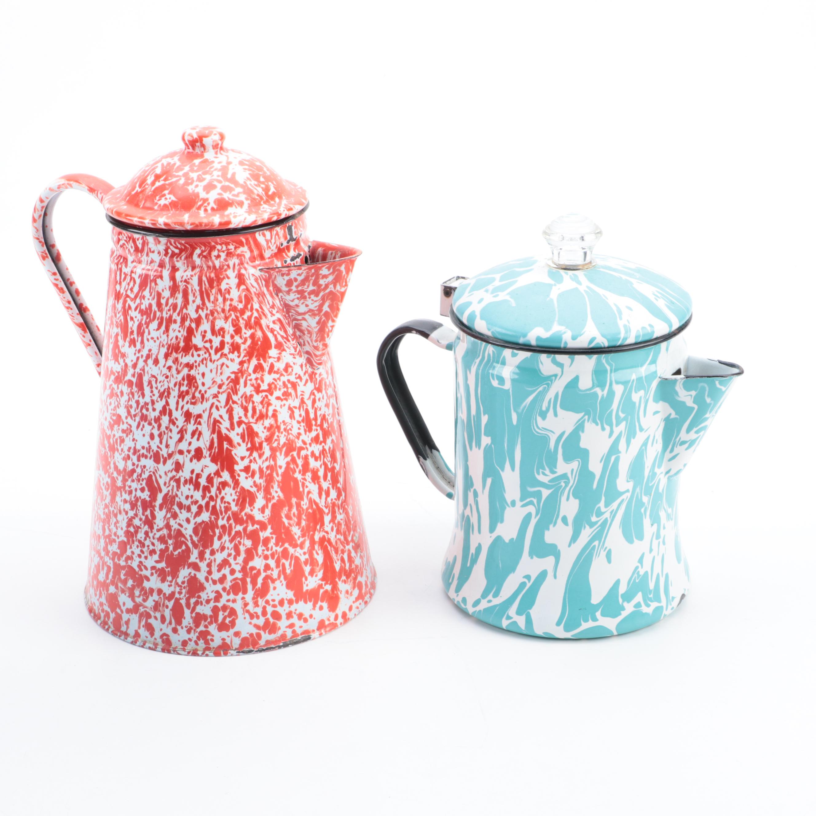 Enamel Spatterware and Other Coffee Pots