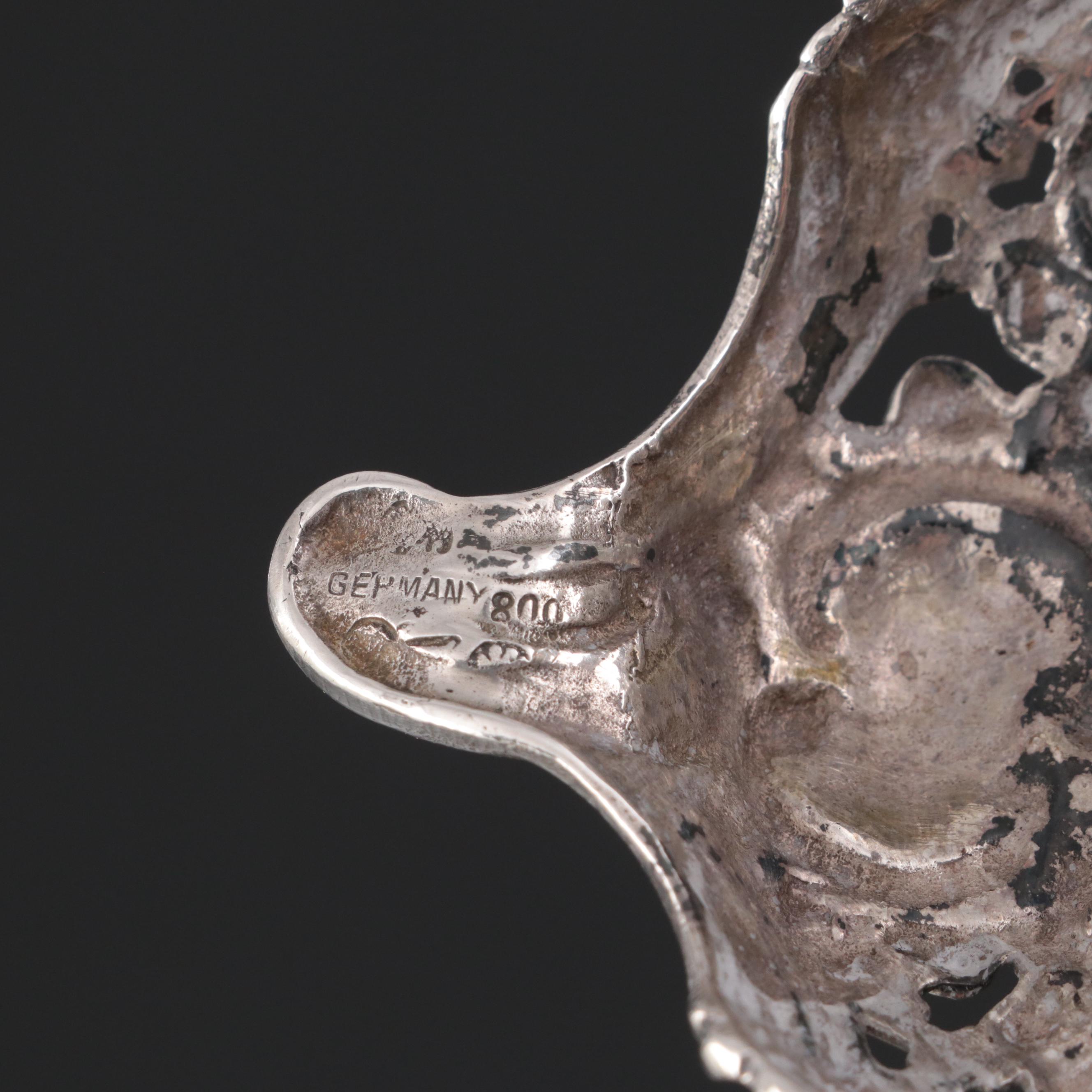 Pair of German 800 Silver Figural Candlesticks