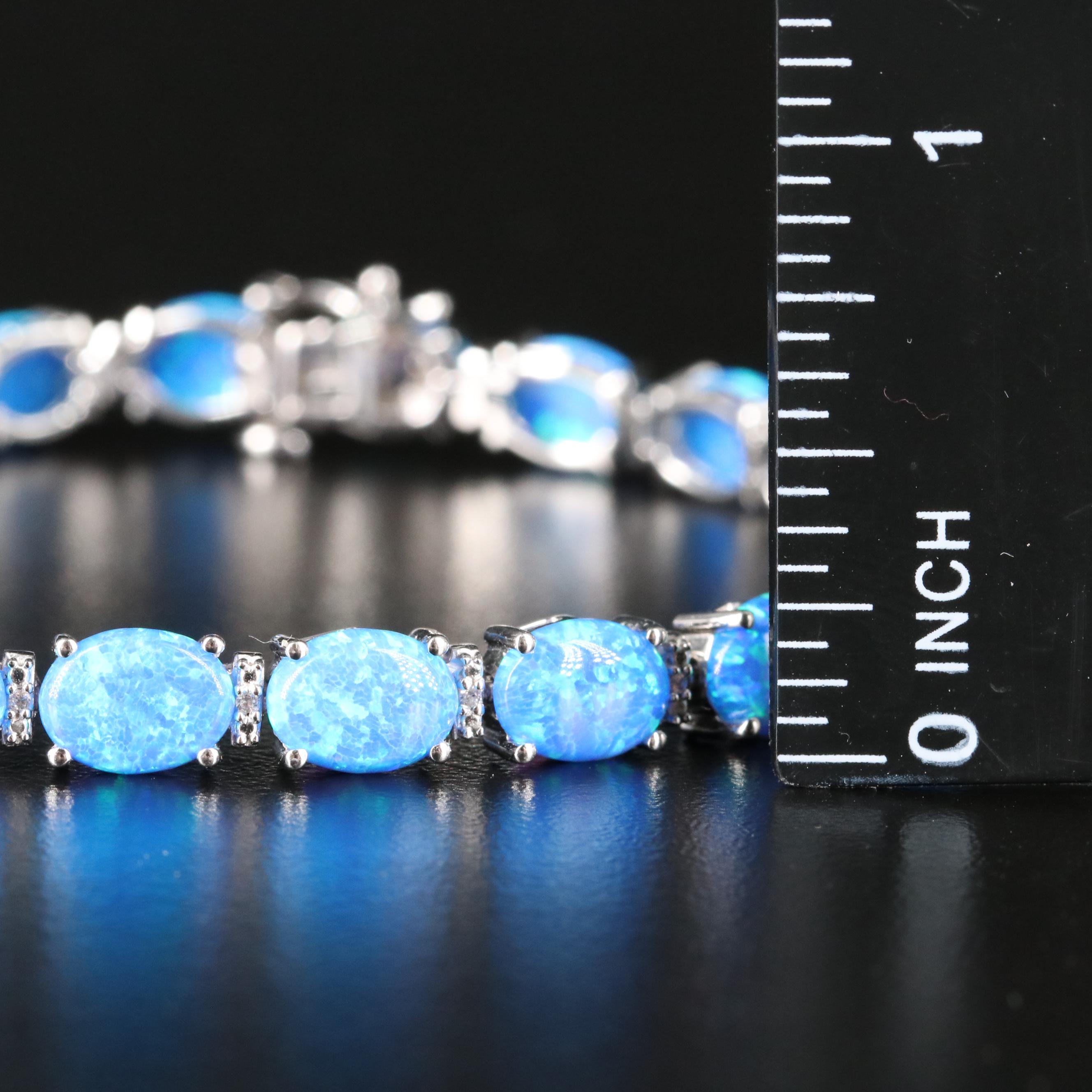 Sterling Opal and Topaz Line Bracelet