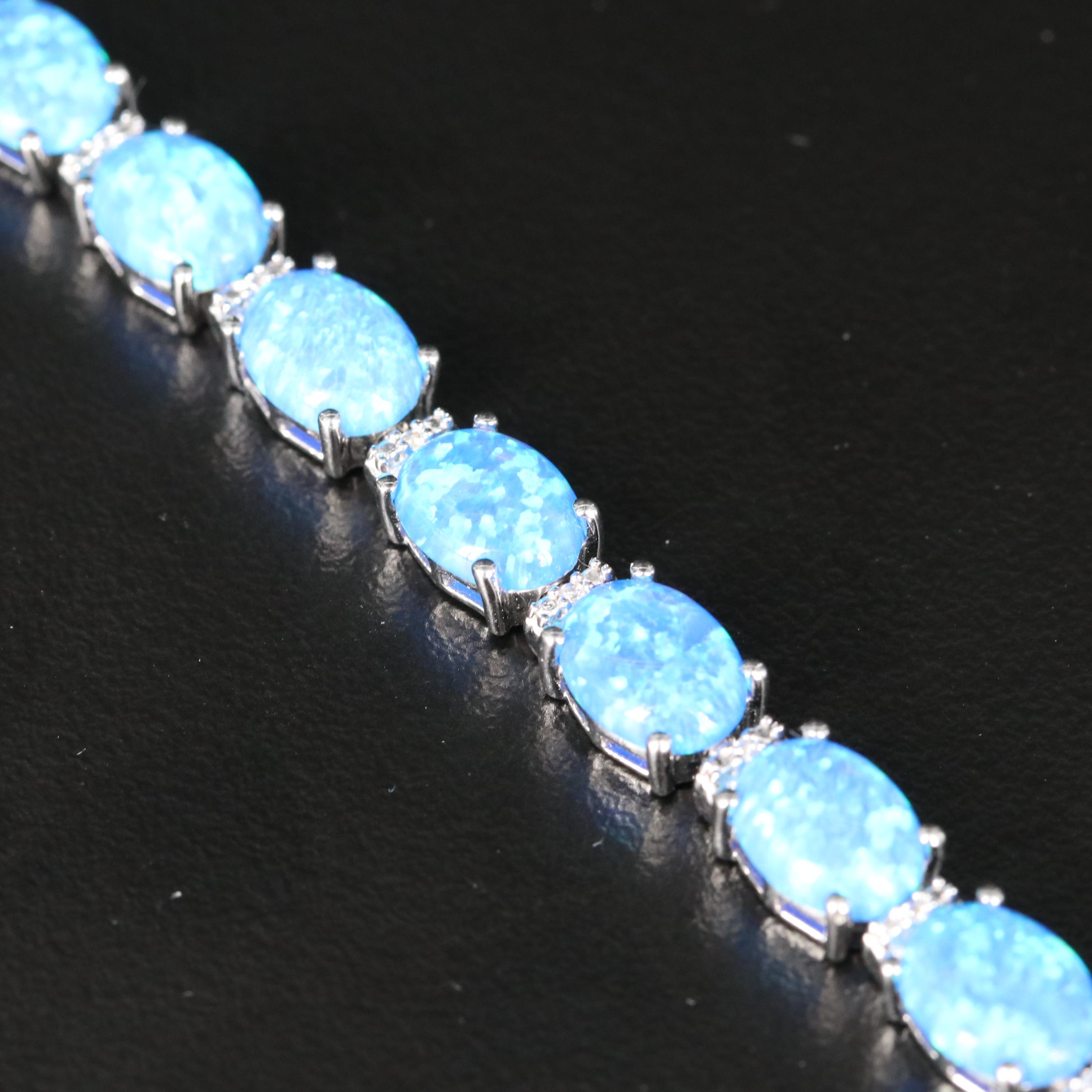 Sterling Opal and Topaz Line Bracelet