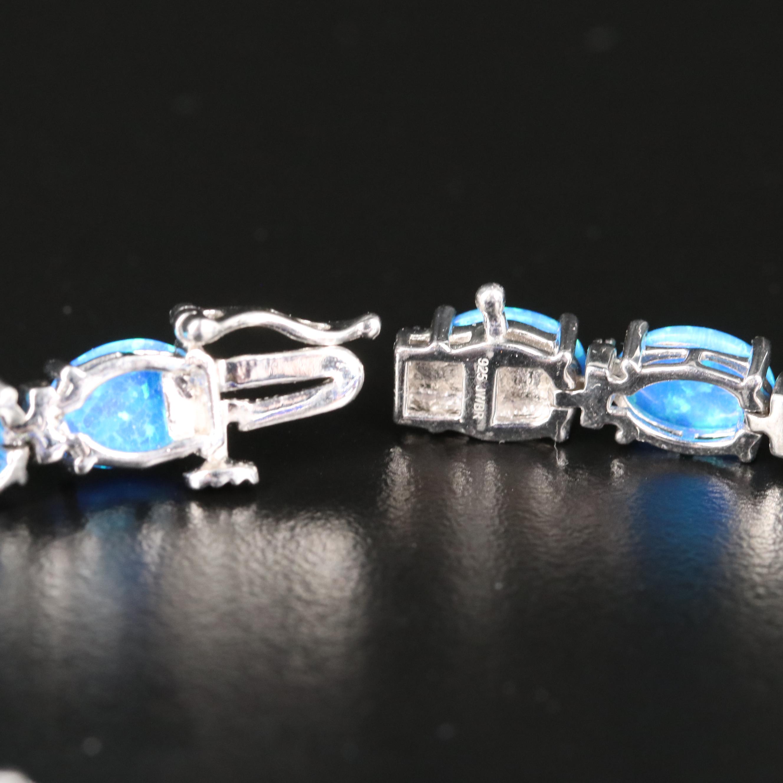 Sterling Opal and Topaz Line Bracelet