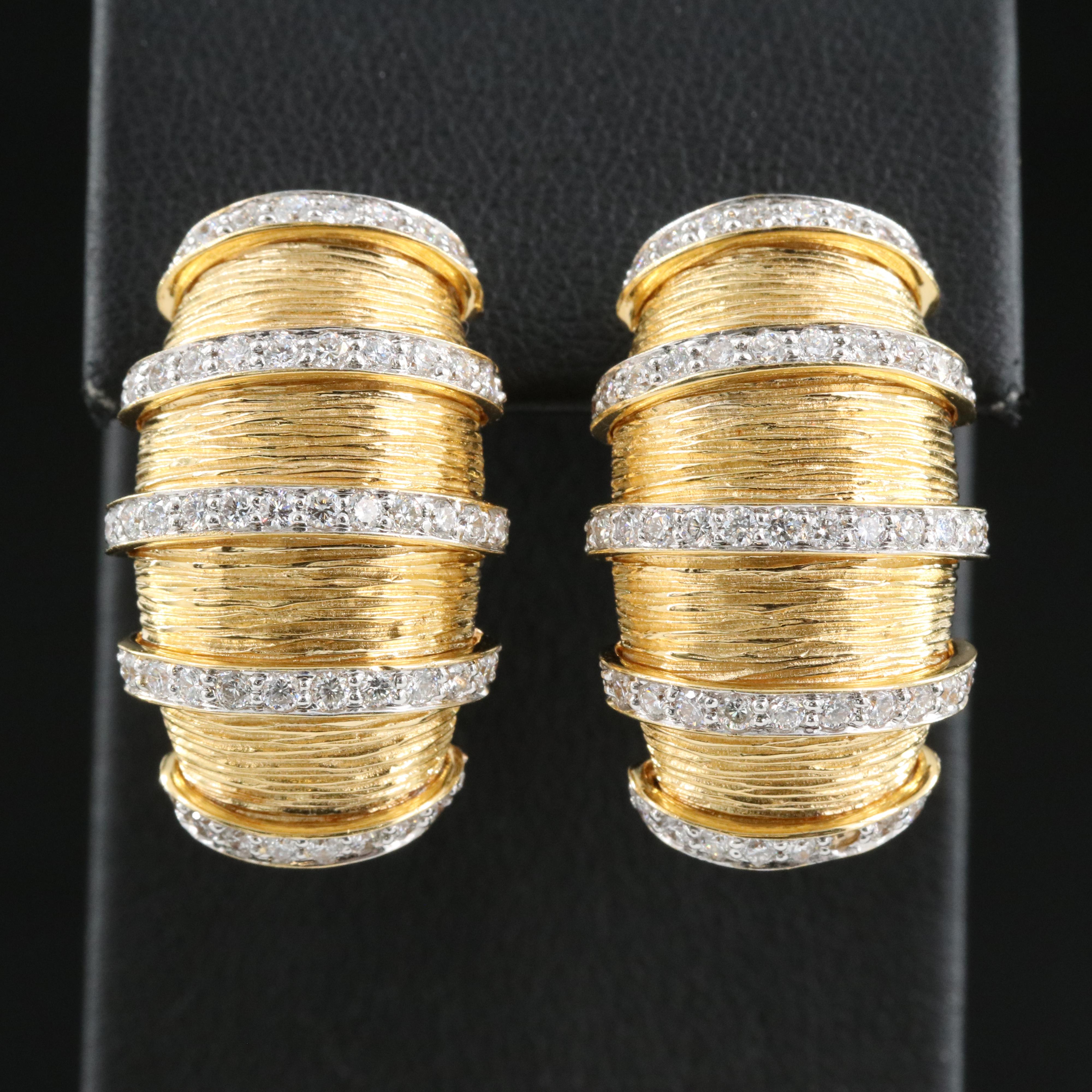 18K 1.98 CTW Diamond J Hoop Earrings