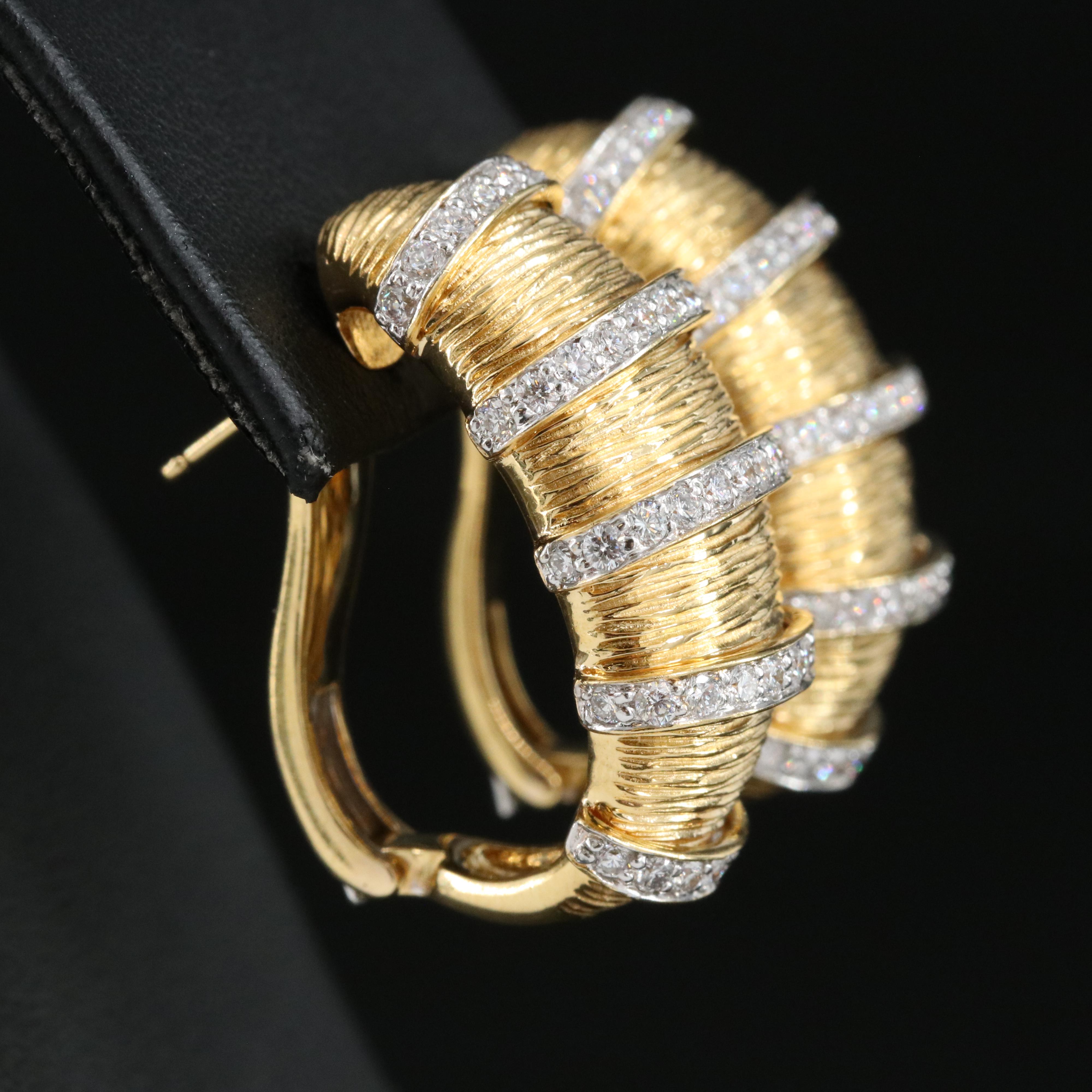 18K 1.98 CTW Diamond J Hoop Earrings