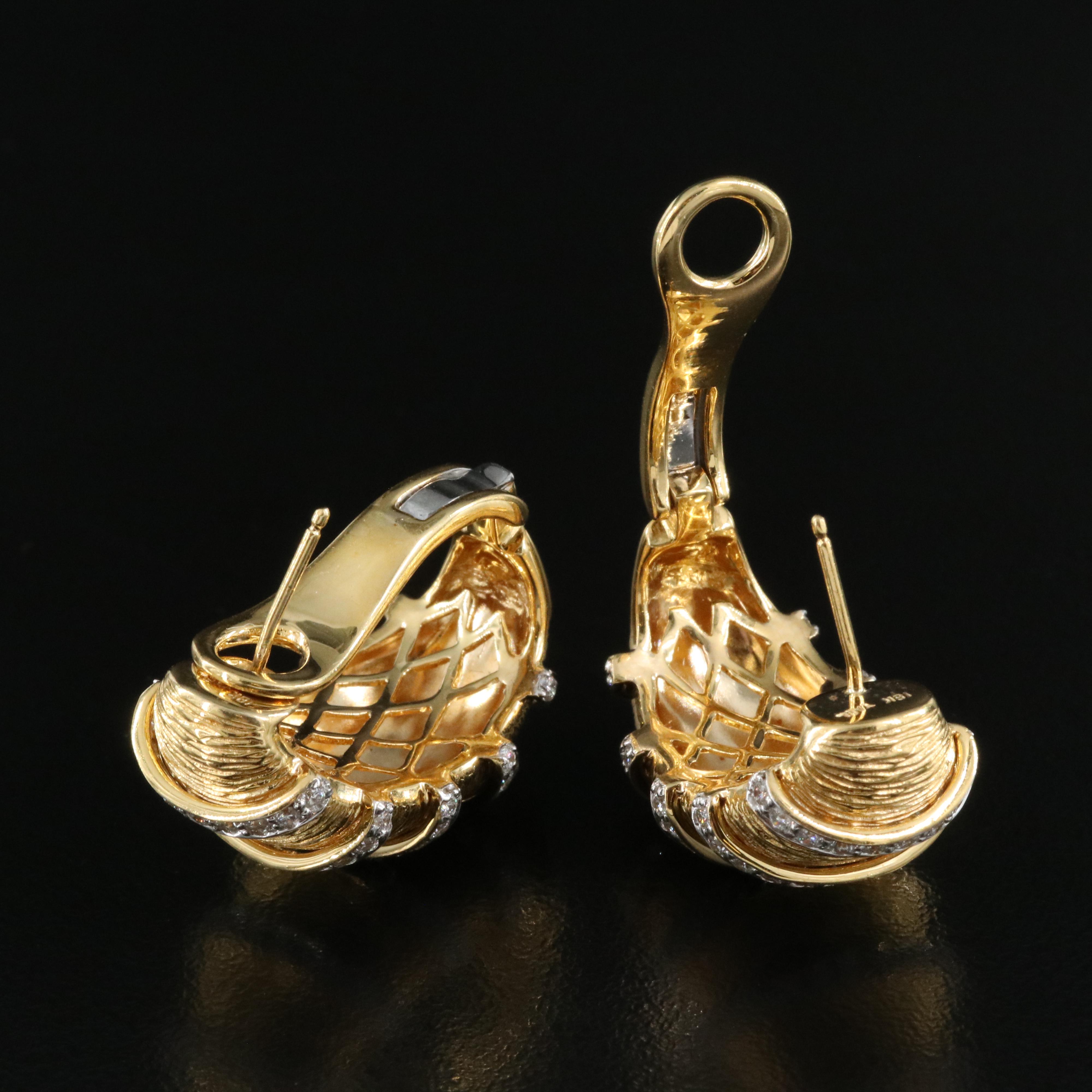 18K 1.98 CTW Diamond J Hoop Earrings